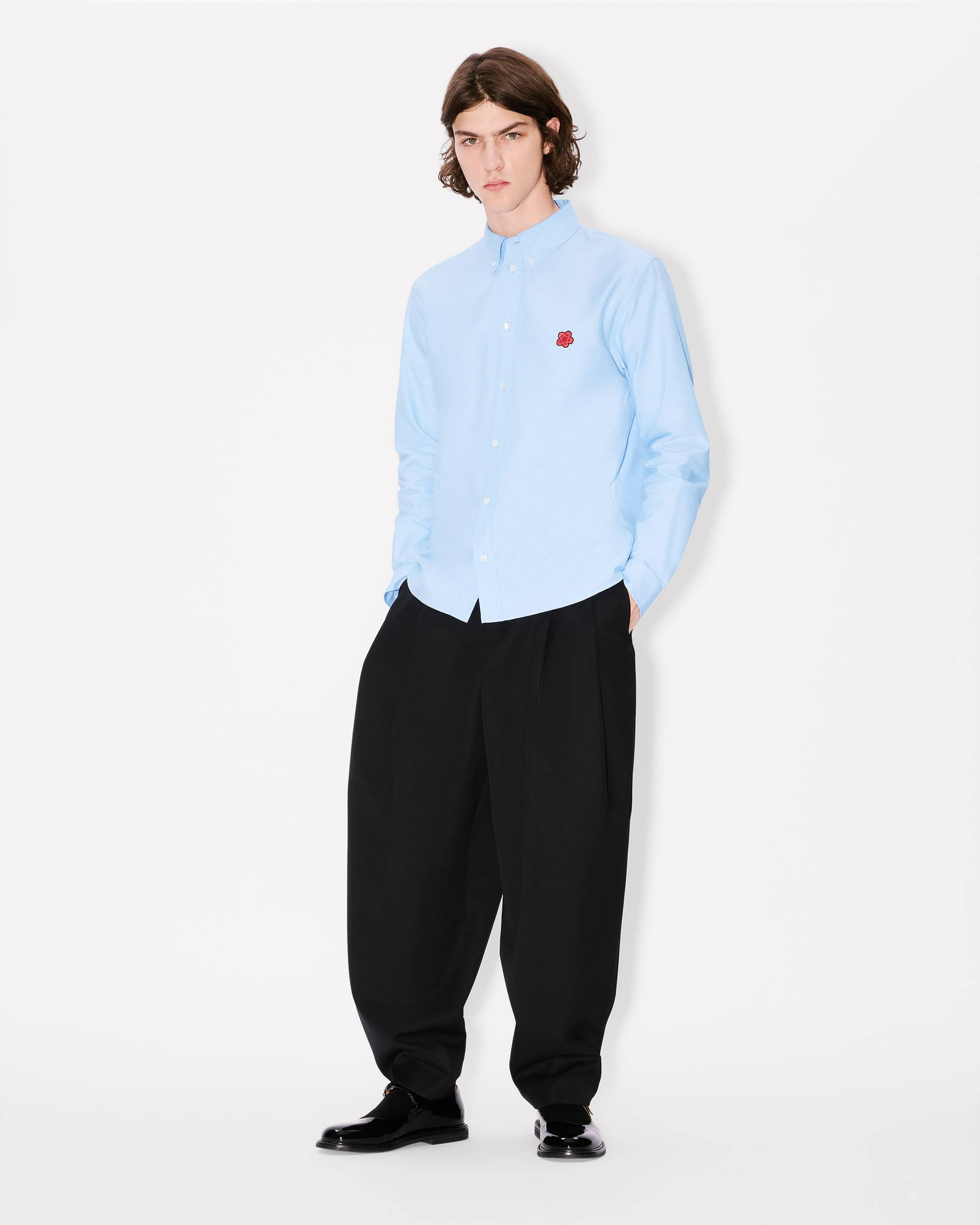 'Boke Flower' embroidered casual shirt in cotton oxford - 5