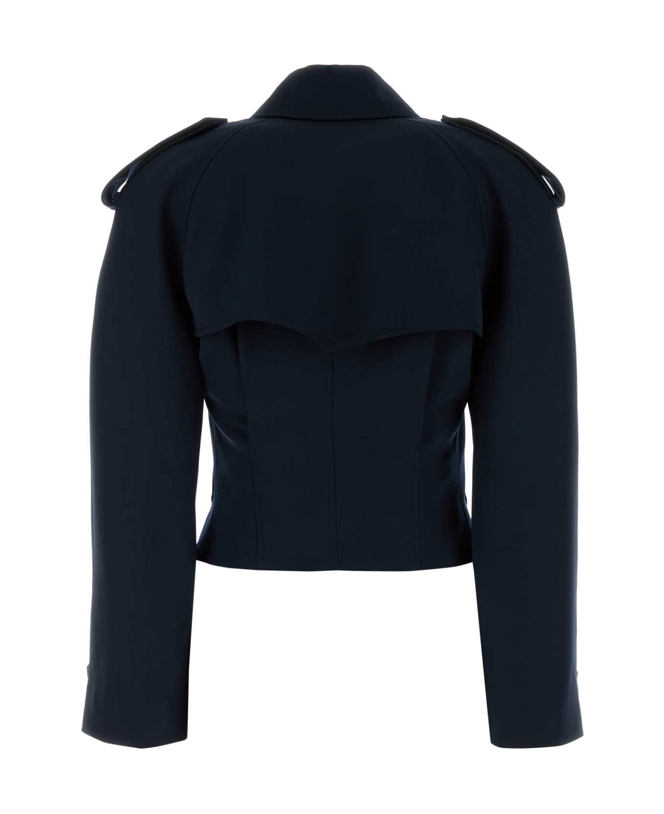 Midnight Blue Wool Trench Coat - 2