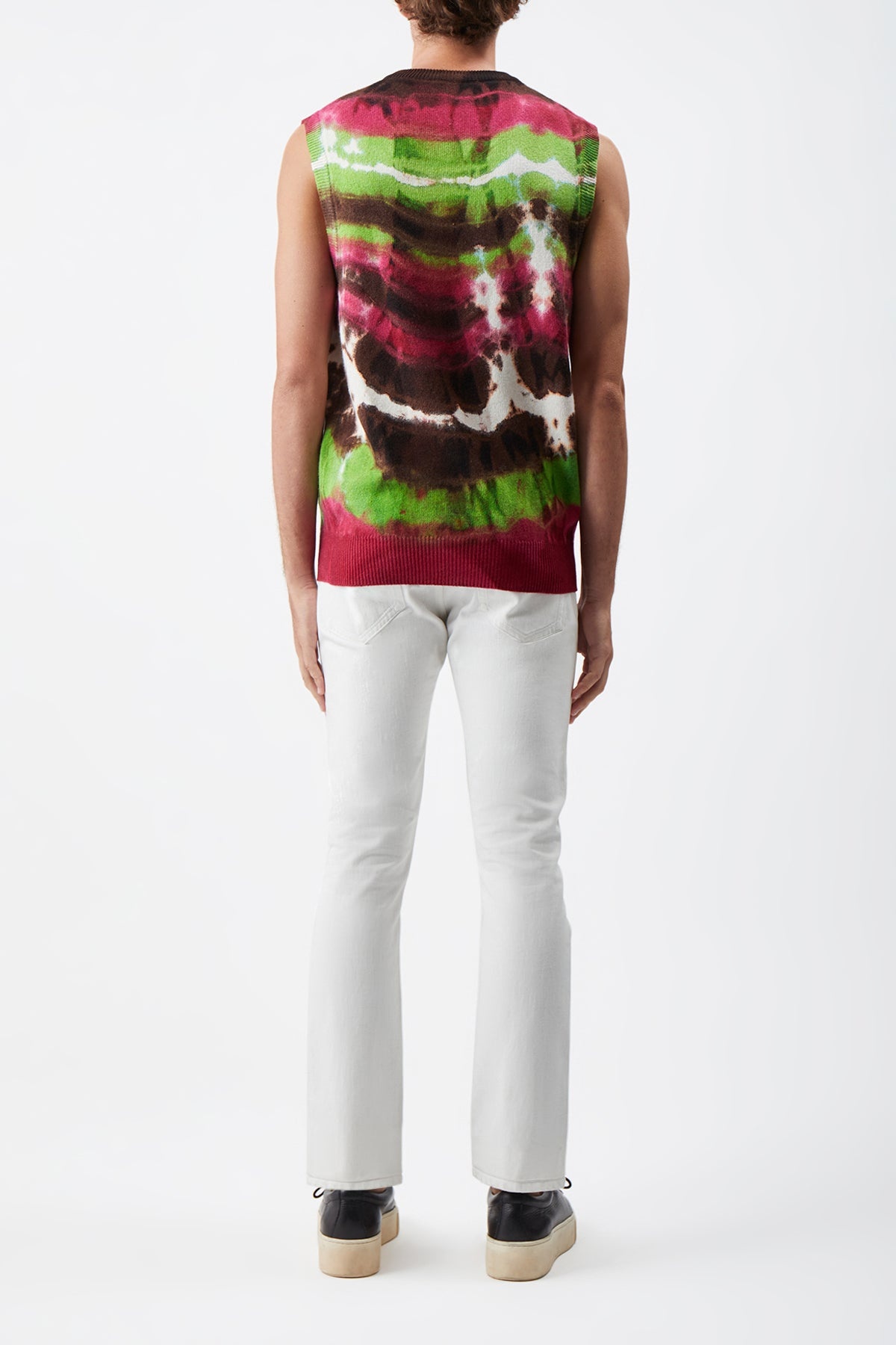 Fielding Knit Vest in Jewel Tie Dye Cashmere - 4