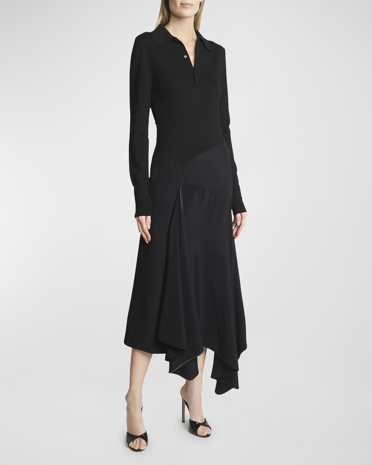 Henley Contrast Asymmetric Shirtdress - 3