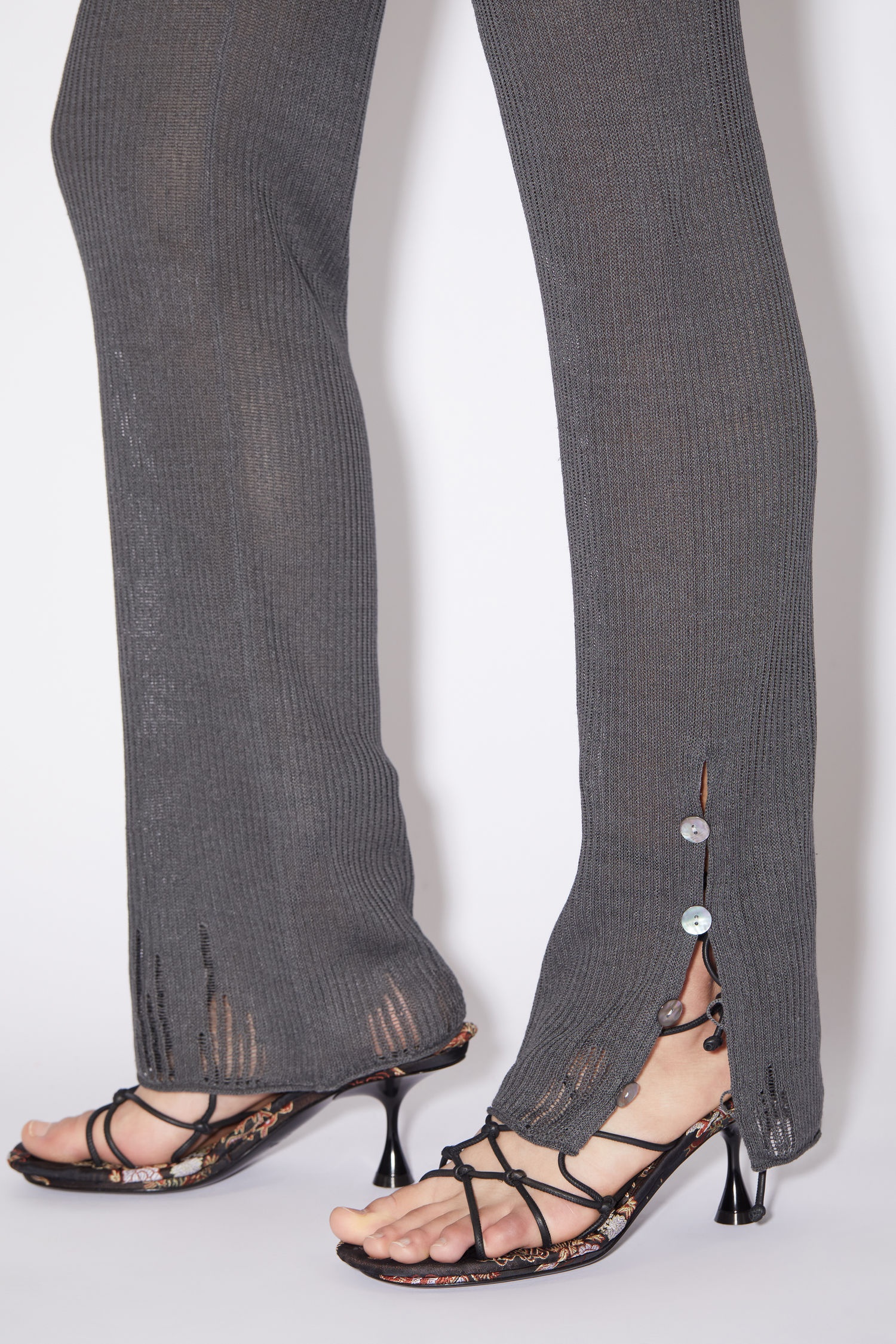 Linen blend leggings - Charcoal Grey - 6