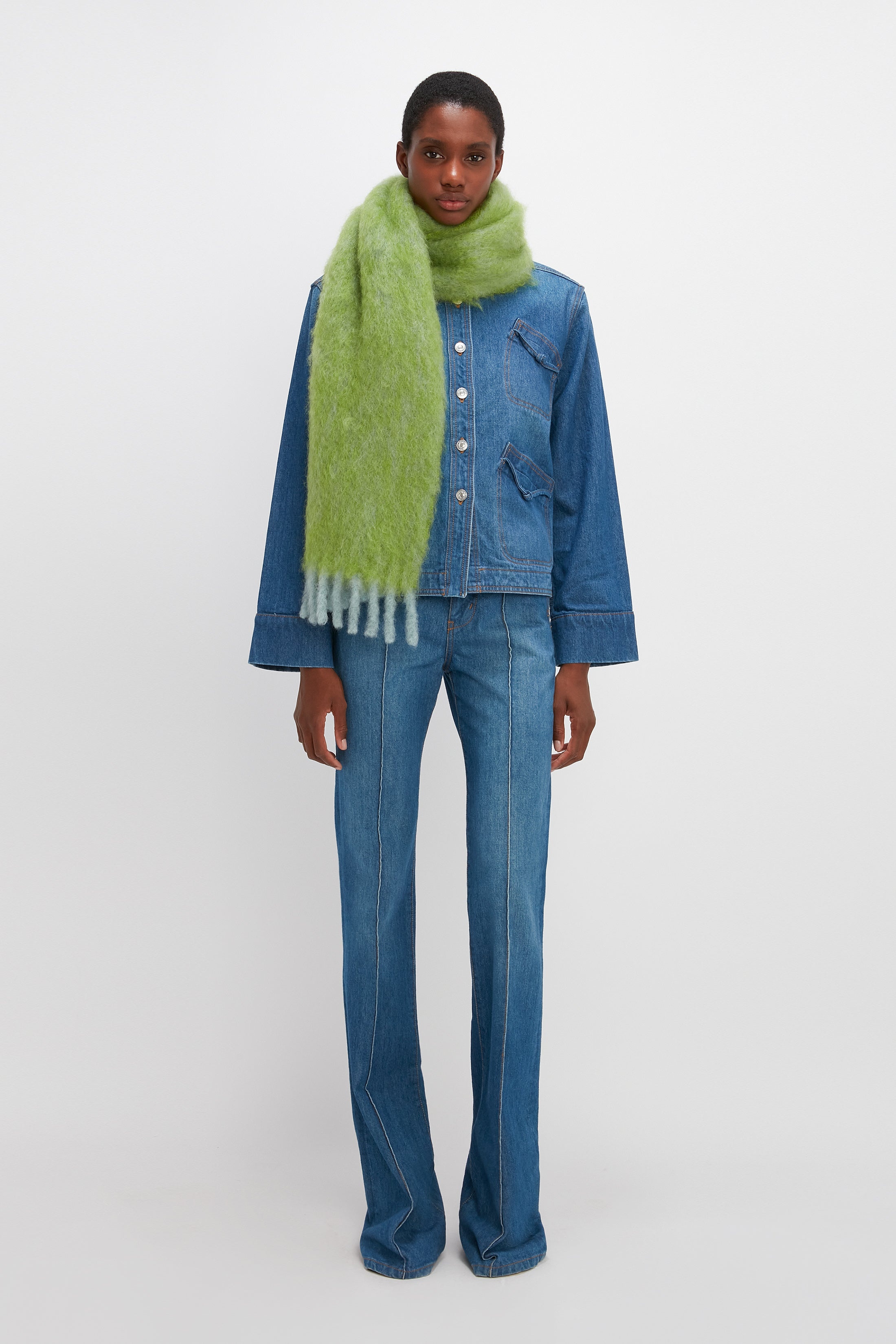 EXCLUSIVE Mohair Scarf In Apple Green - 5