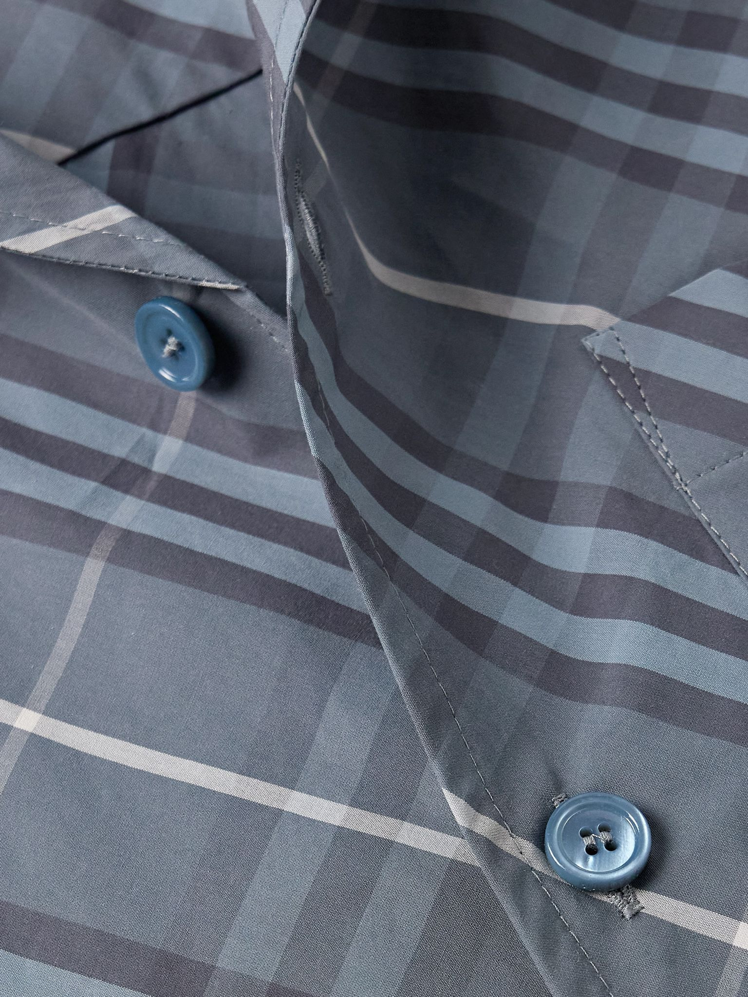 Camp-Collar Checked Cotton-Poplin Shirt Navy - 4