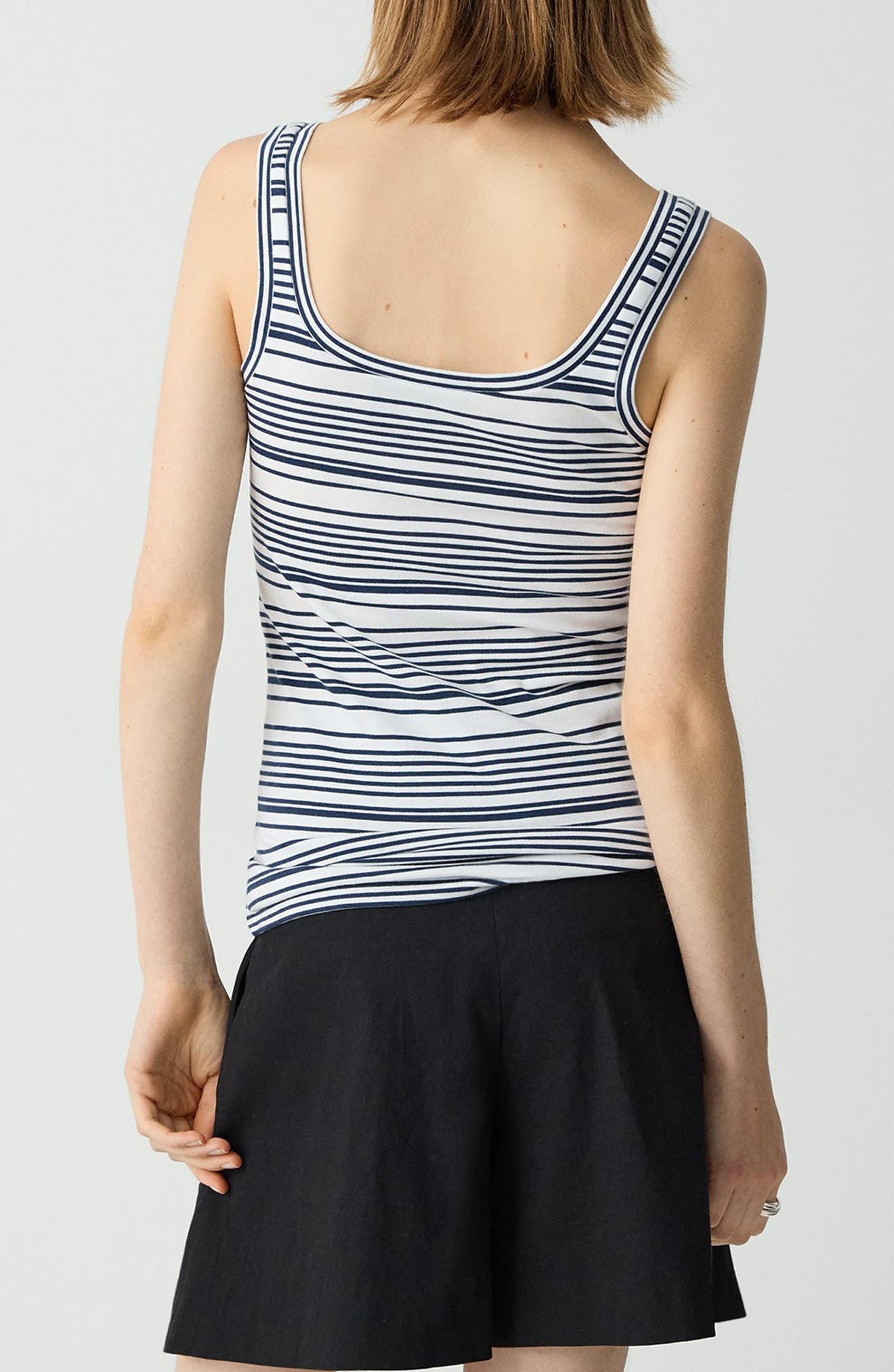 Theory Bram Stripe Pima Cotton Tank in Navy Multi at Nordstrom - 2