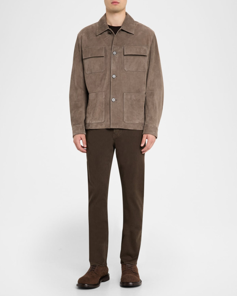 FRAME Men's Taupe Suede Chore Coat outlook
