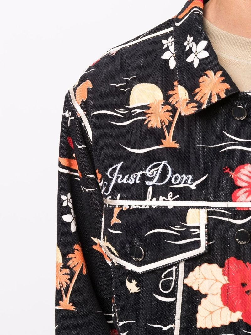 embroidered-logo floral-print jacket - 5