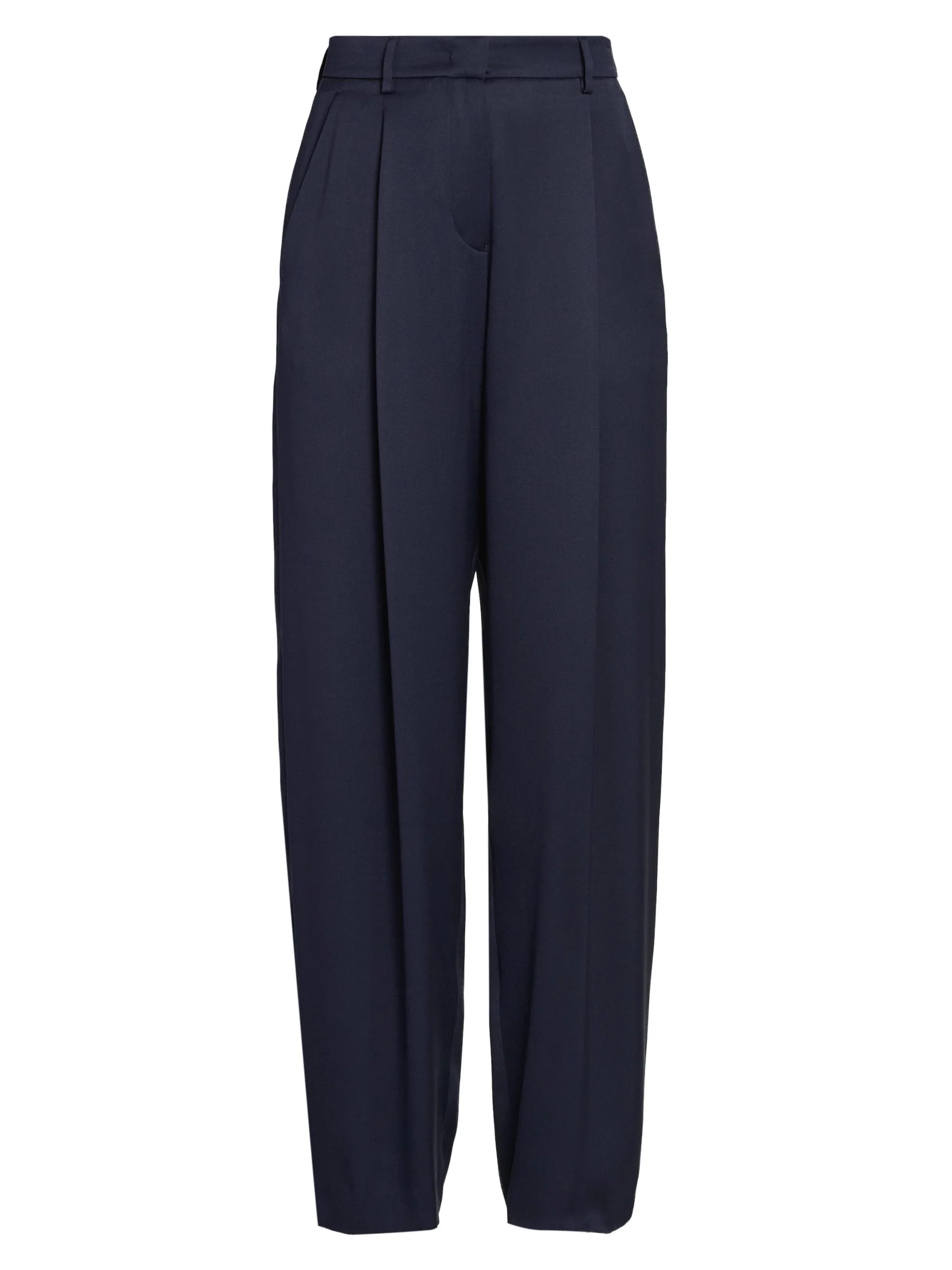 Women's Silk Straight-Leg Pants - Solid Medium Blue - 1