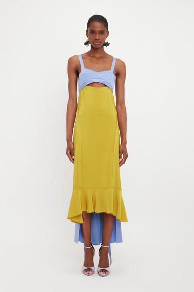 Victoria Beckham Bra Detail Maxi Dress In Lime outlook