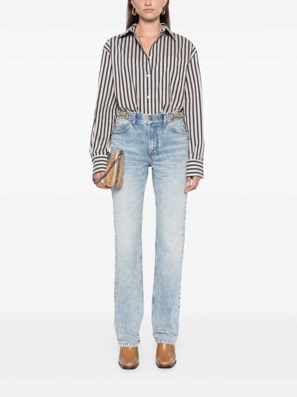 clasp-embellished tapered jeans - 2