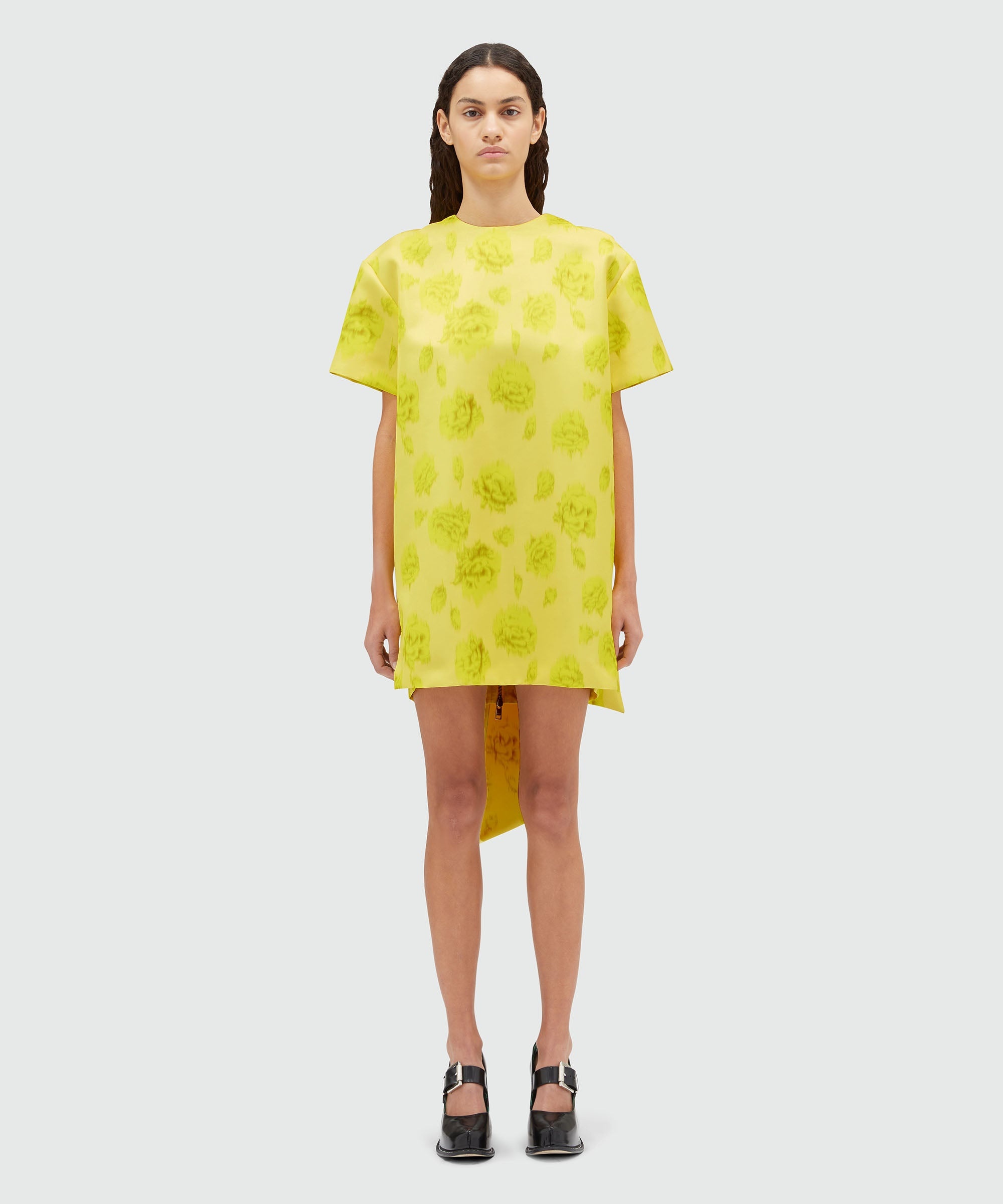 Duchesse short dress with sash and rose print - 2
