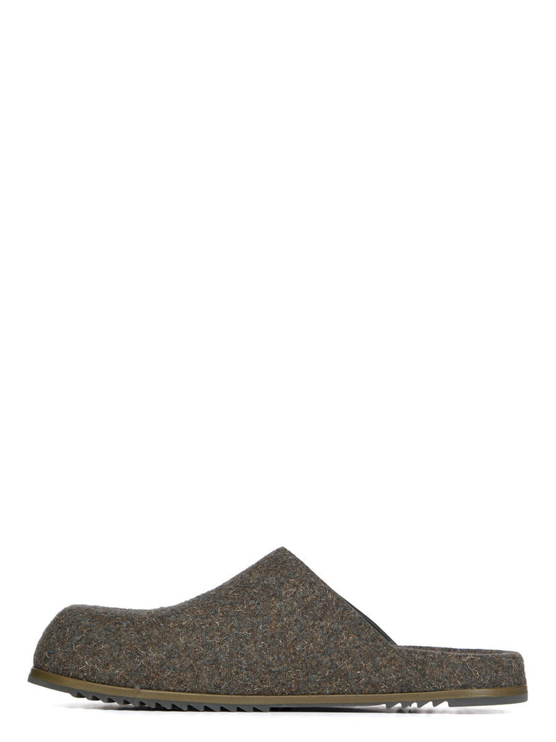Rick Owens Granola Melton Wool Mules Green outlook