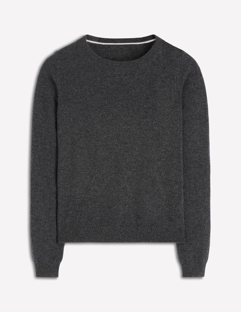 Eva Cashmere Crew Neck Sweater-Charcoal Melange 6