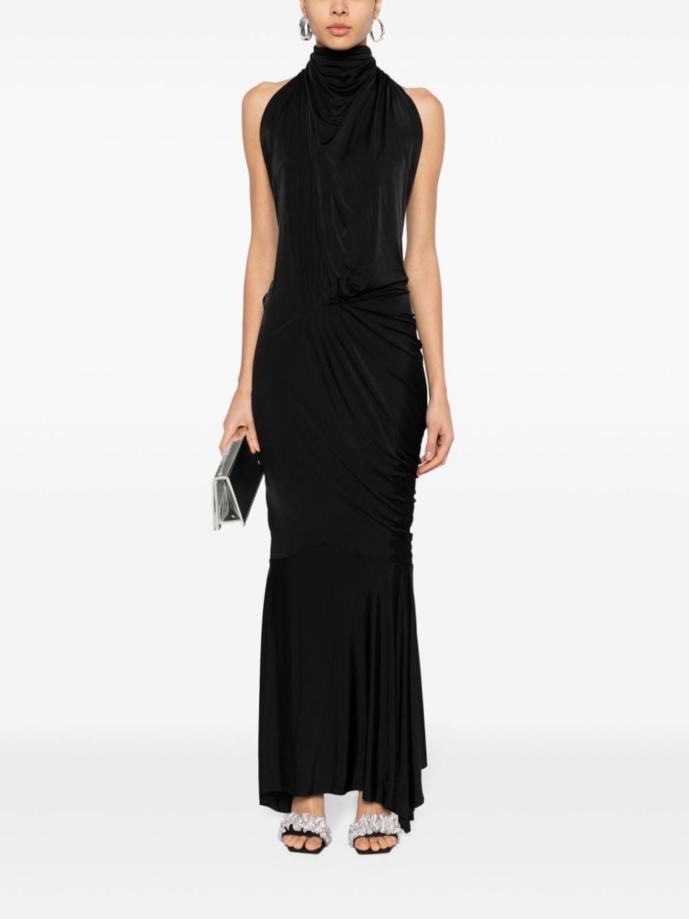 draped halterneck gown - 2