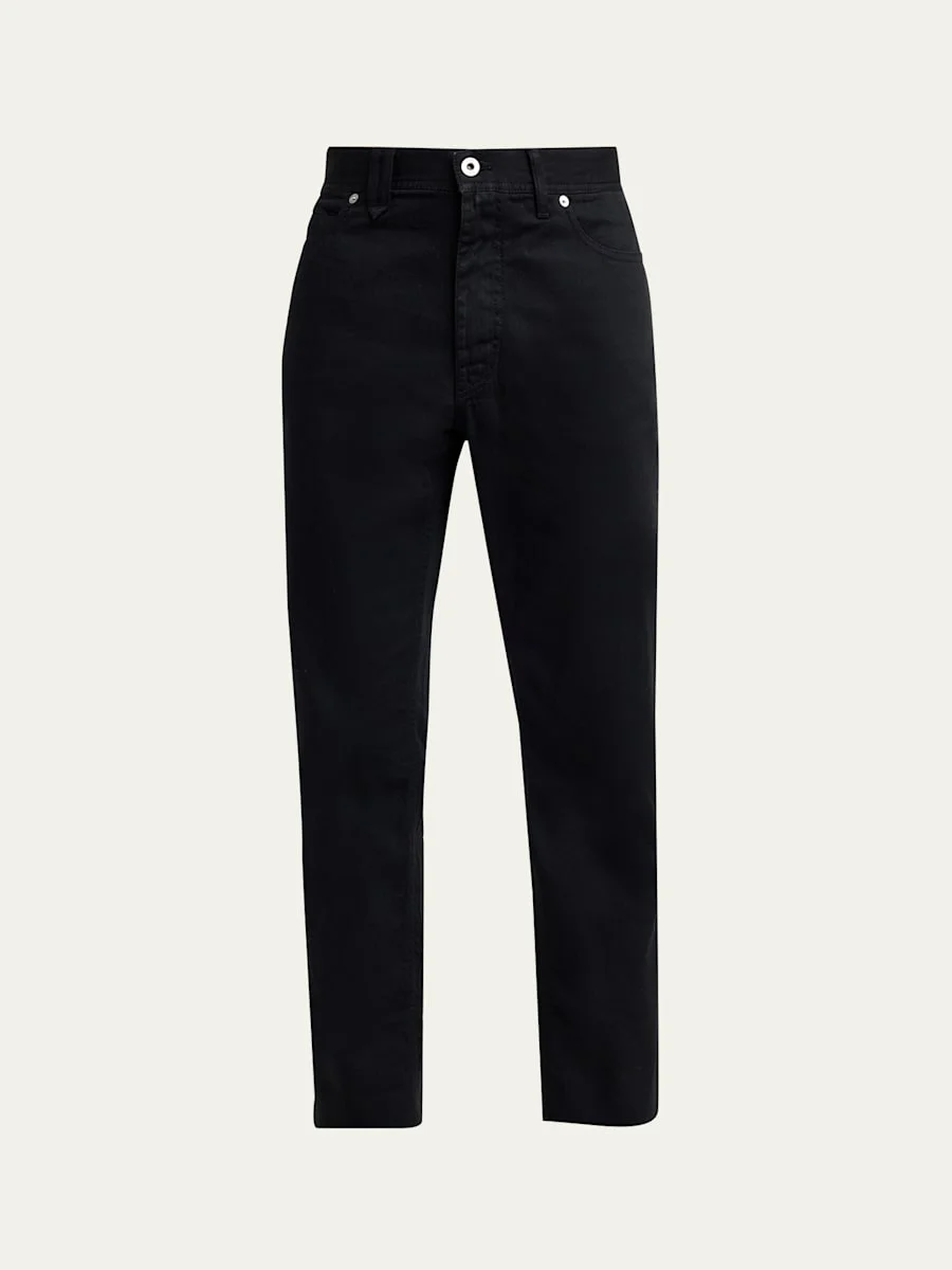 Men's Black Denim Slim Five-Pocket Pants - 1