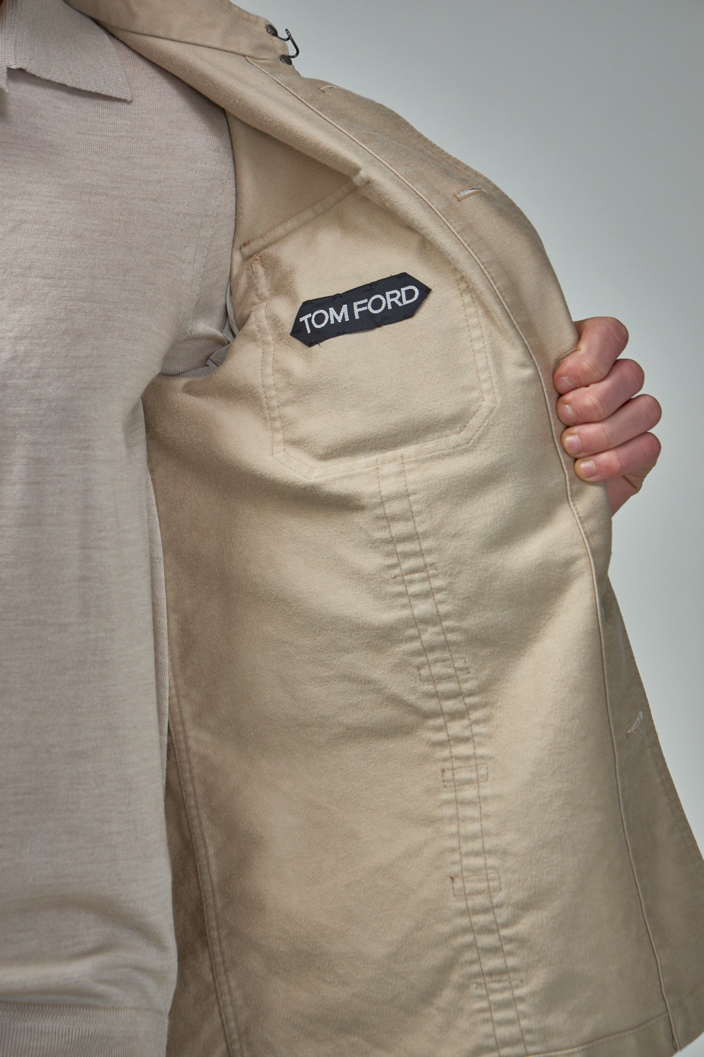 Brushed Cotton Satin Stand Collar Outershirt - 6