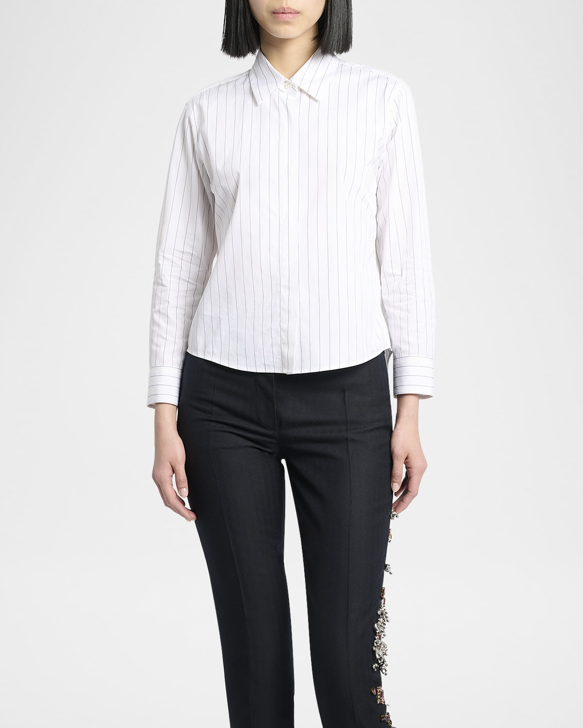 3/4-Sleeve Striped Cotton Button-Down Shirt - 4