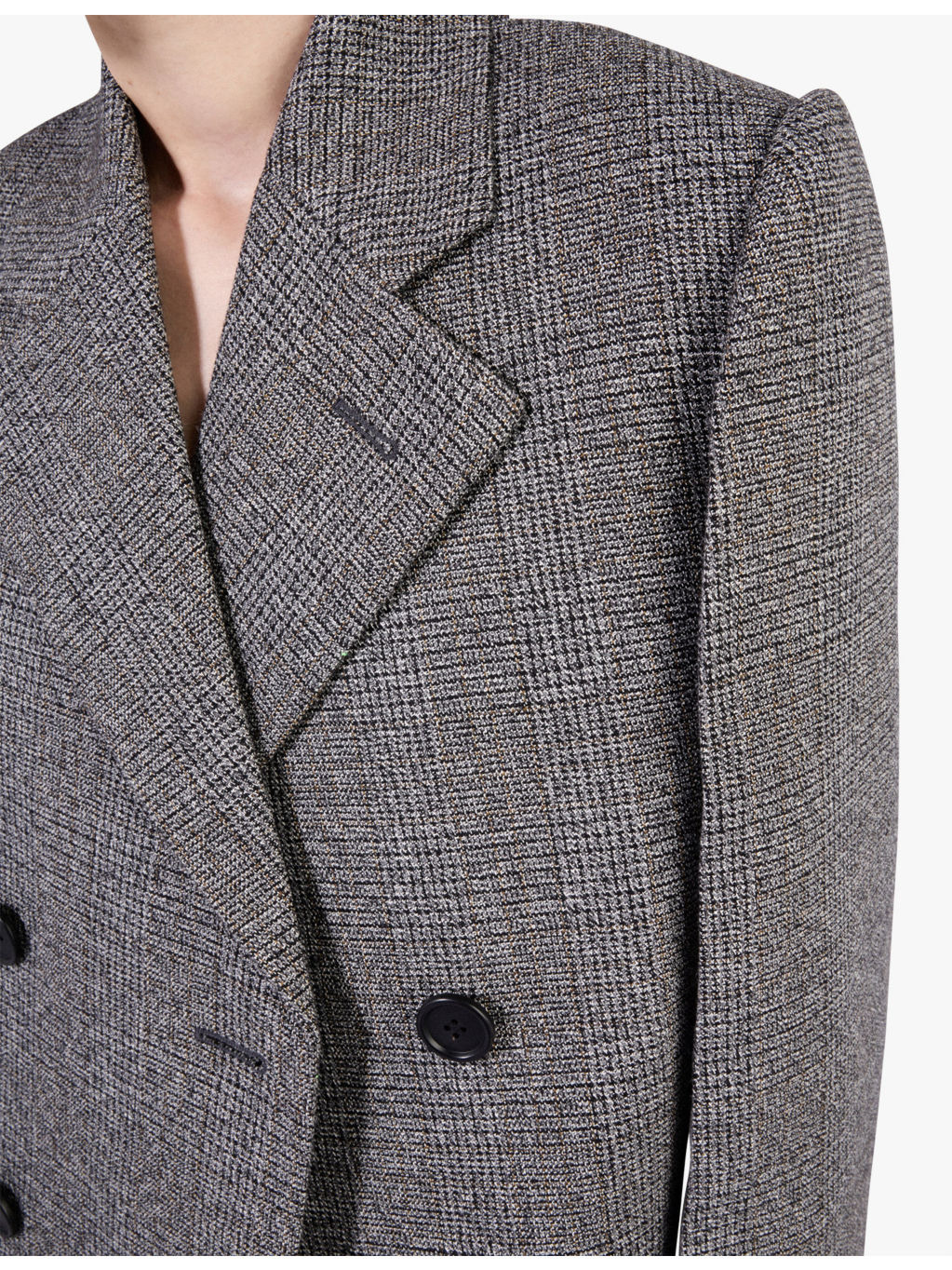 Double-breasted Prince of Wales checked cotton jacket - 5