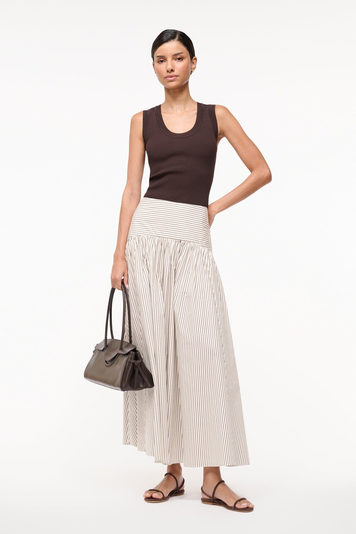 STAUD PROCIDA SKIRT IVORY DARK OAK MICRO STRIPE - 2