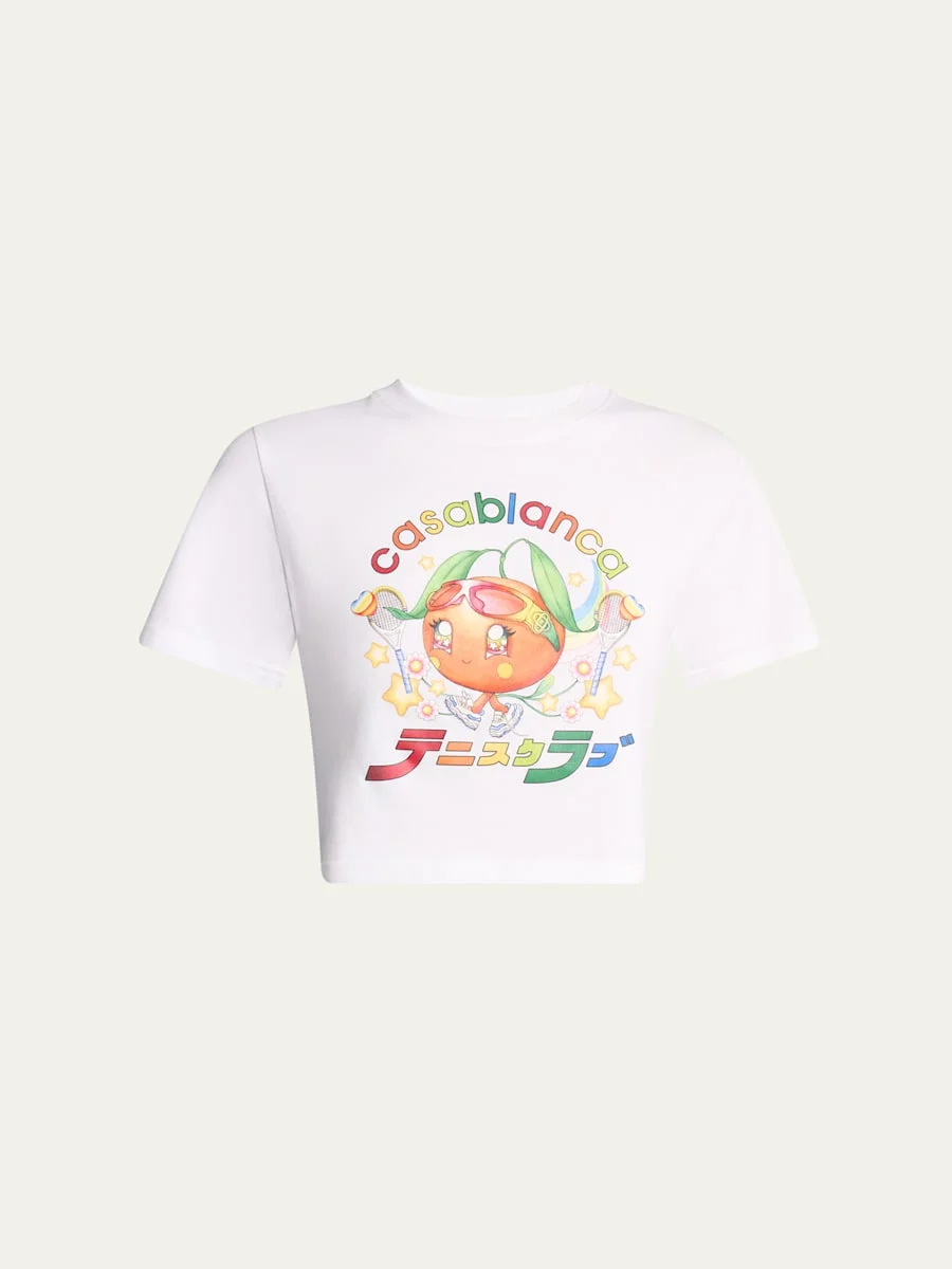 Orange Mascot Short-Sleeve Crop T-Shirt - 1