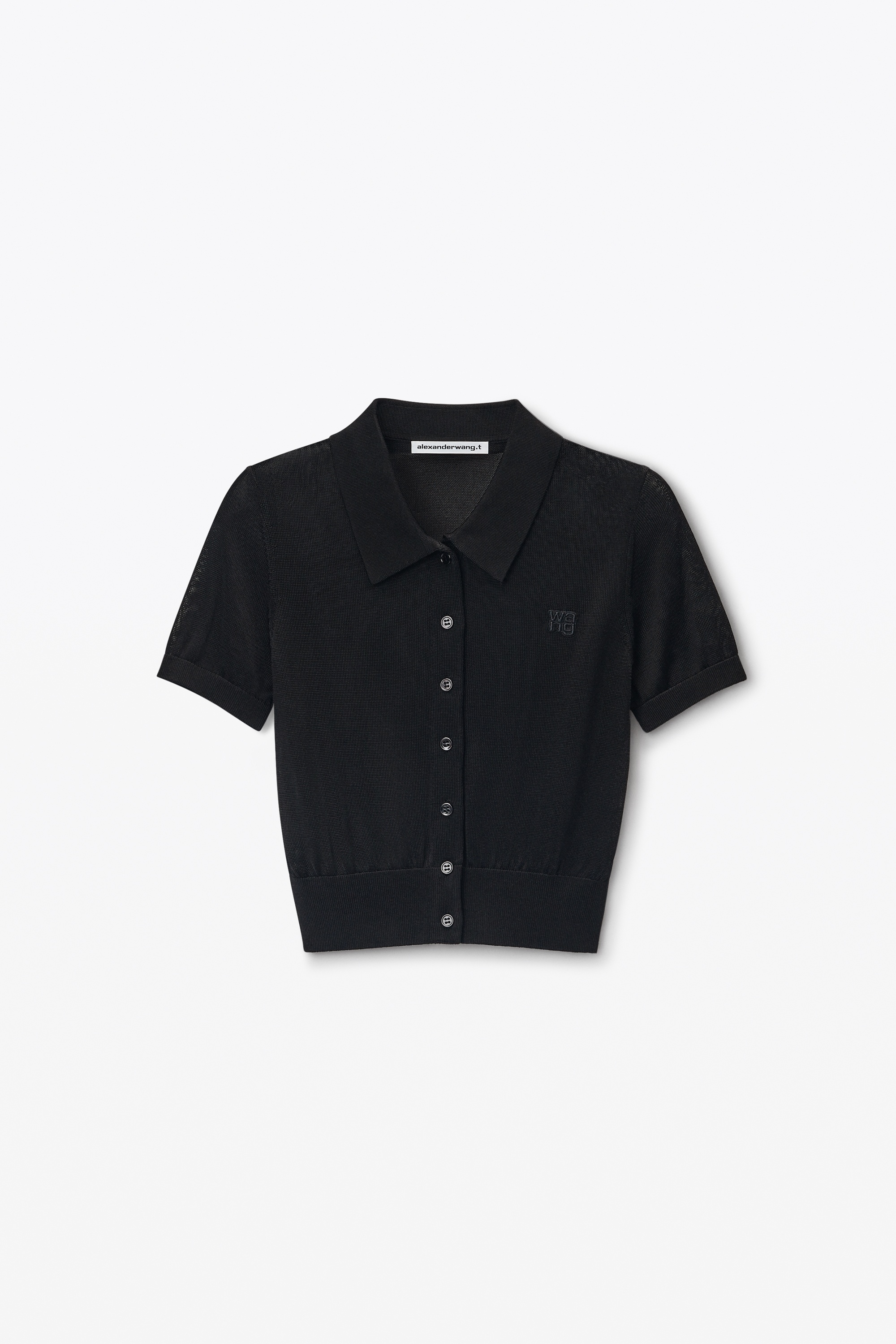 Logo Embroidered Polo Cardigan in Viscose - 1