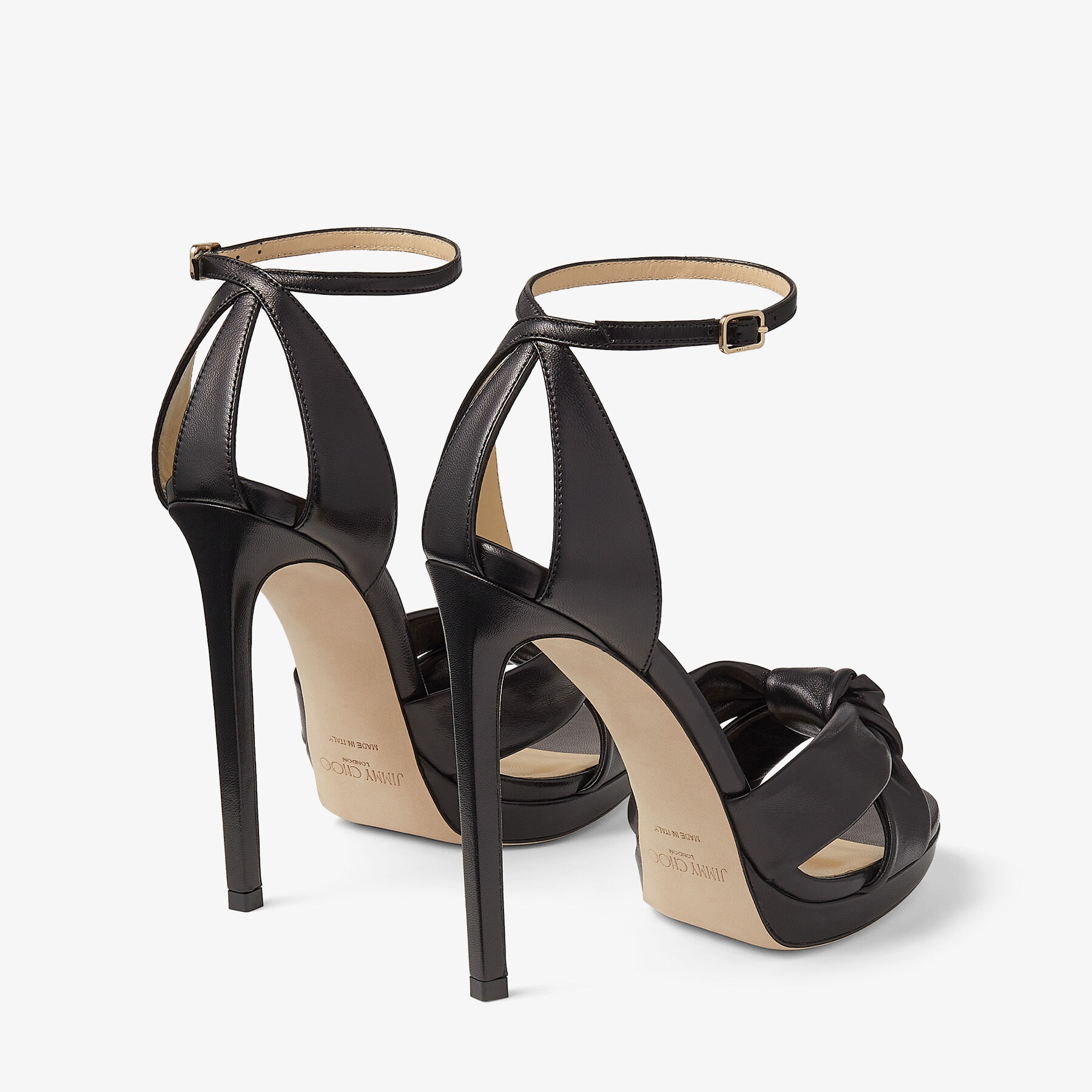 JIMMY CHOO Rosie 120 Black Nappa Leather Platform Sandals