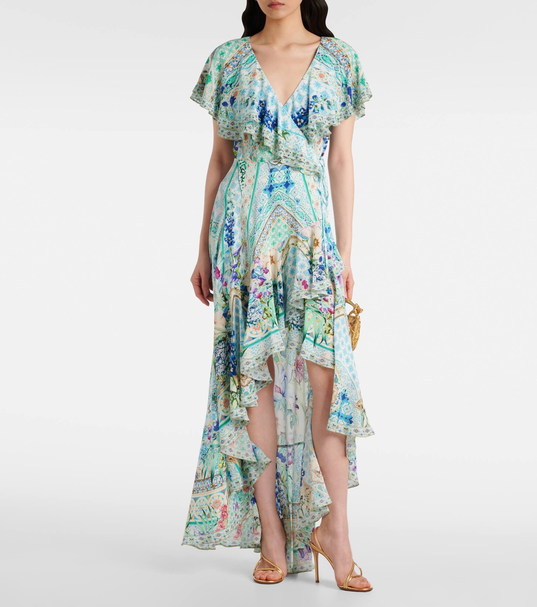 Crystal-embellished silk wrap dress - 2