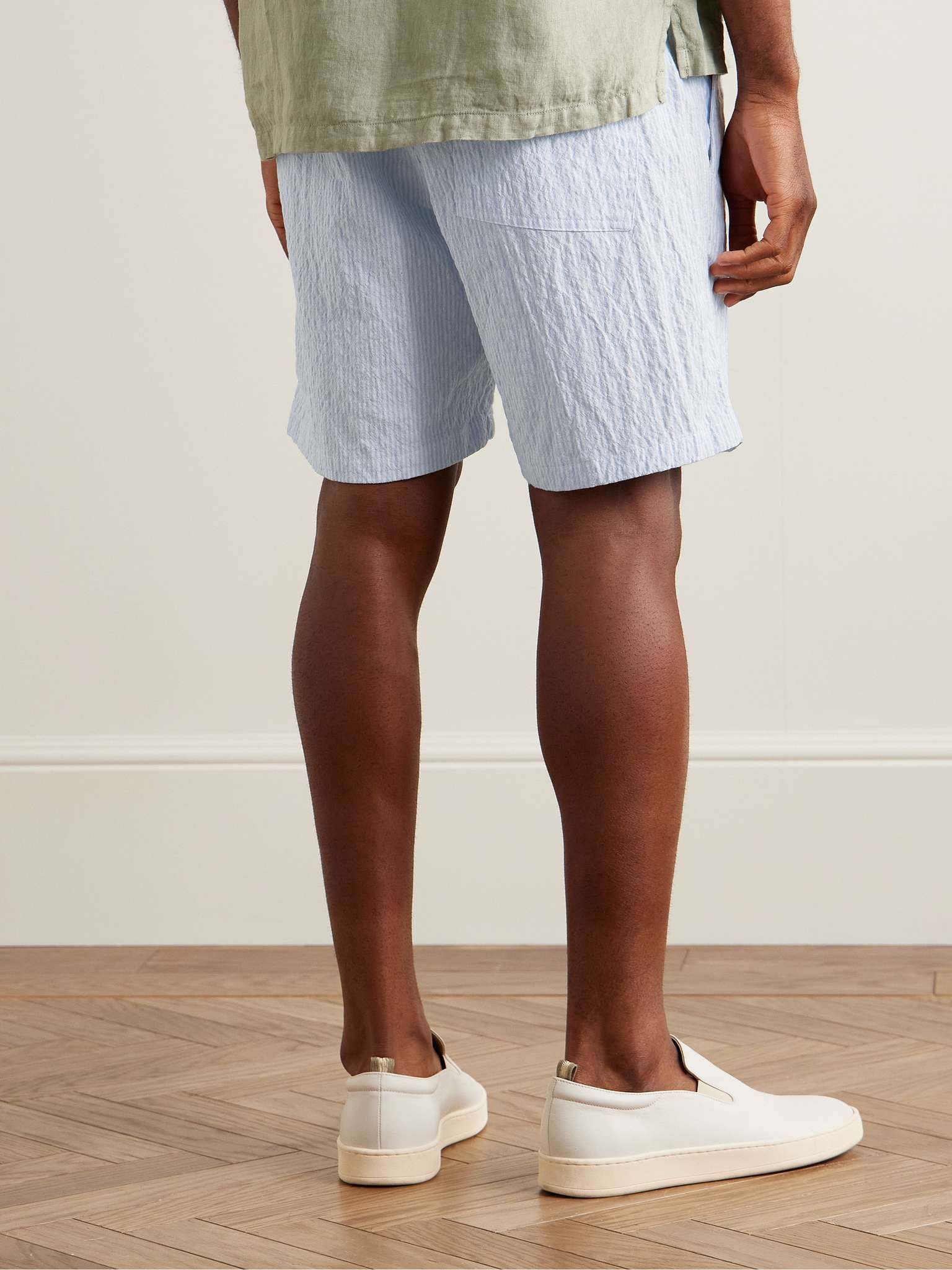 Gregor Straight-Leg Striped Cotton-Blend Seersucker Drawstring Shorts - 3