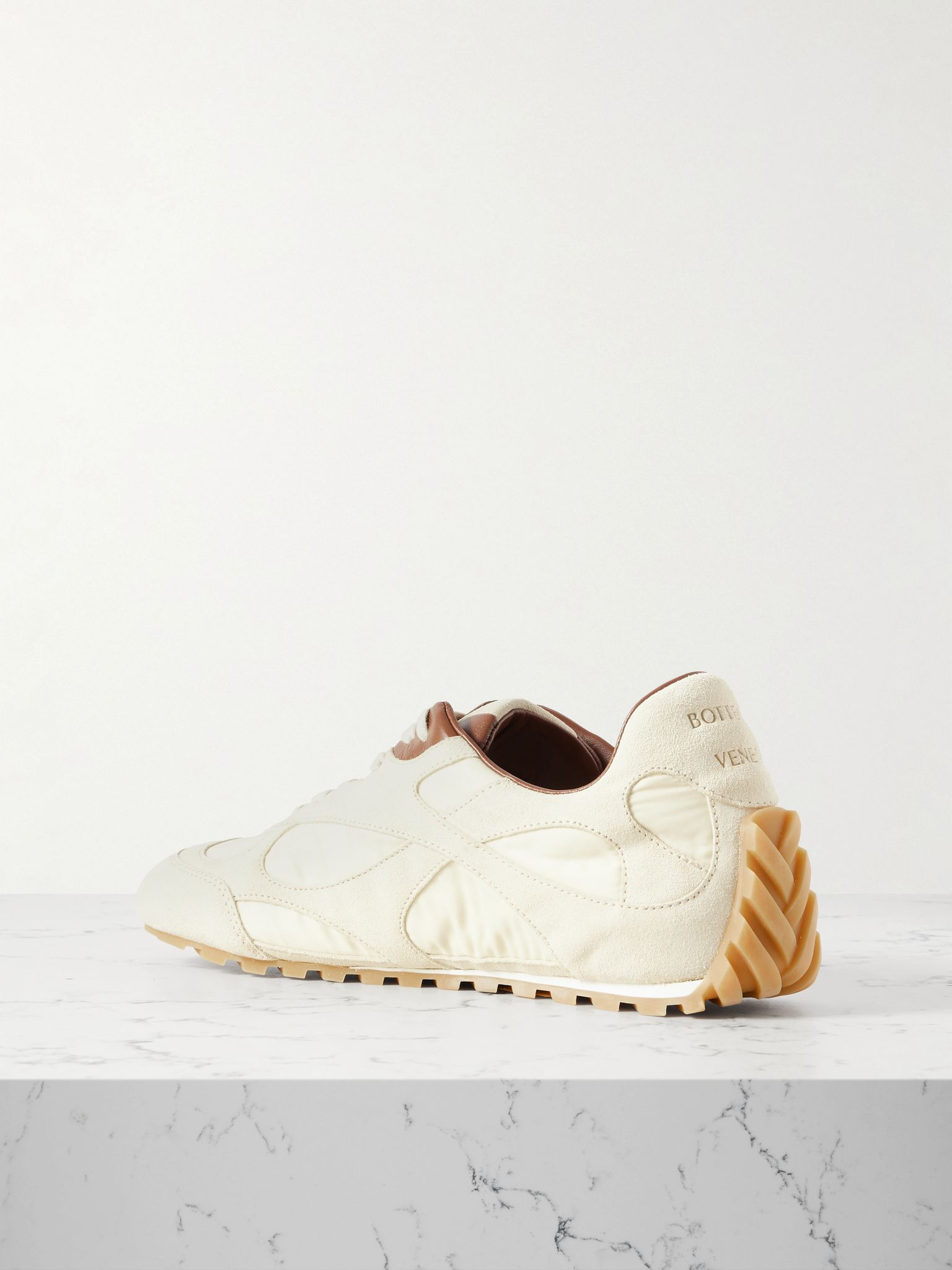Orbit leather-trimmed suede and shell sneakers Off-white - 3