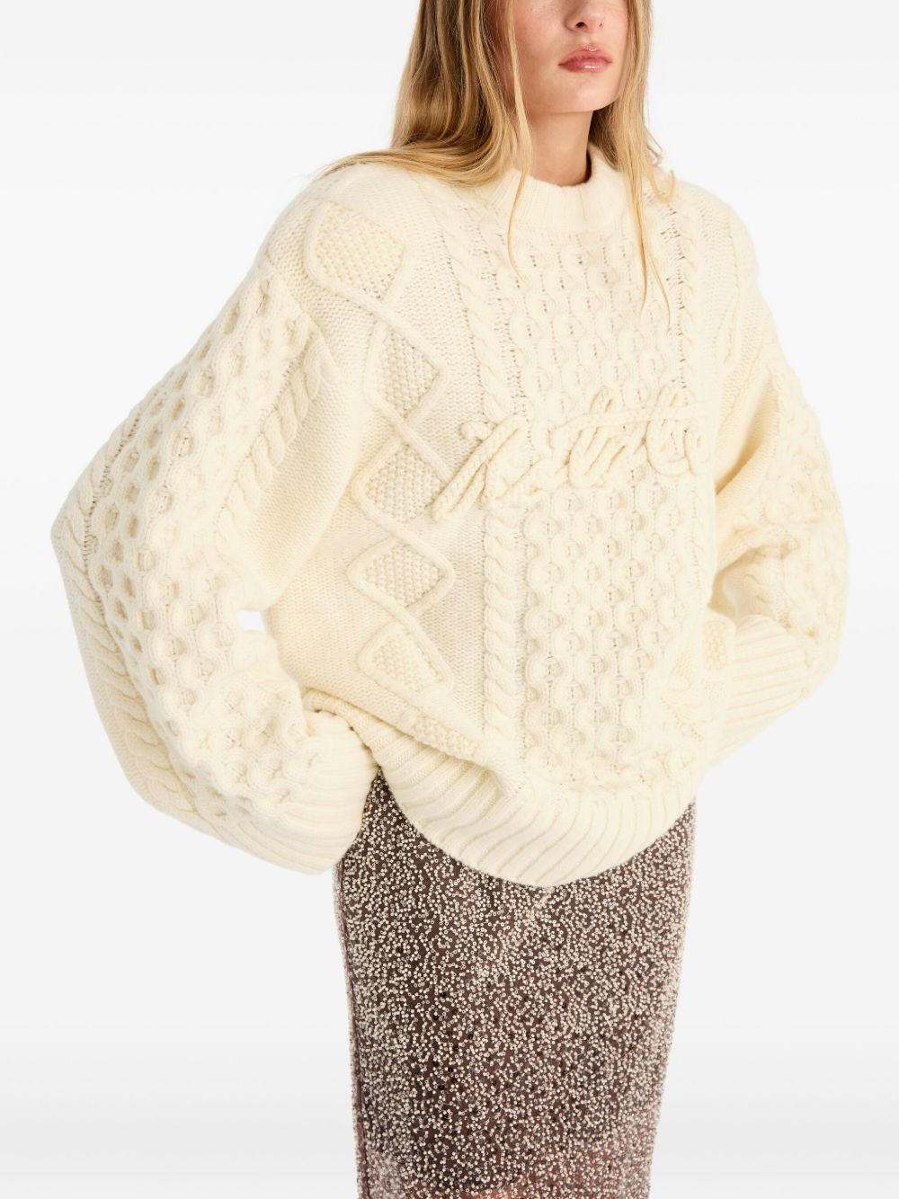 cable-knit crew-neck sweater - 4