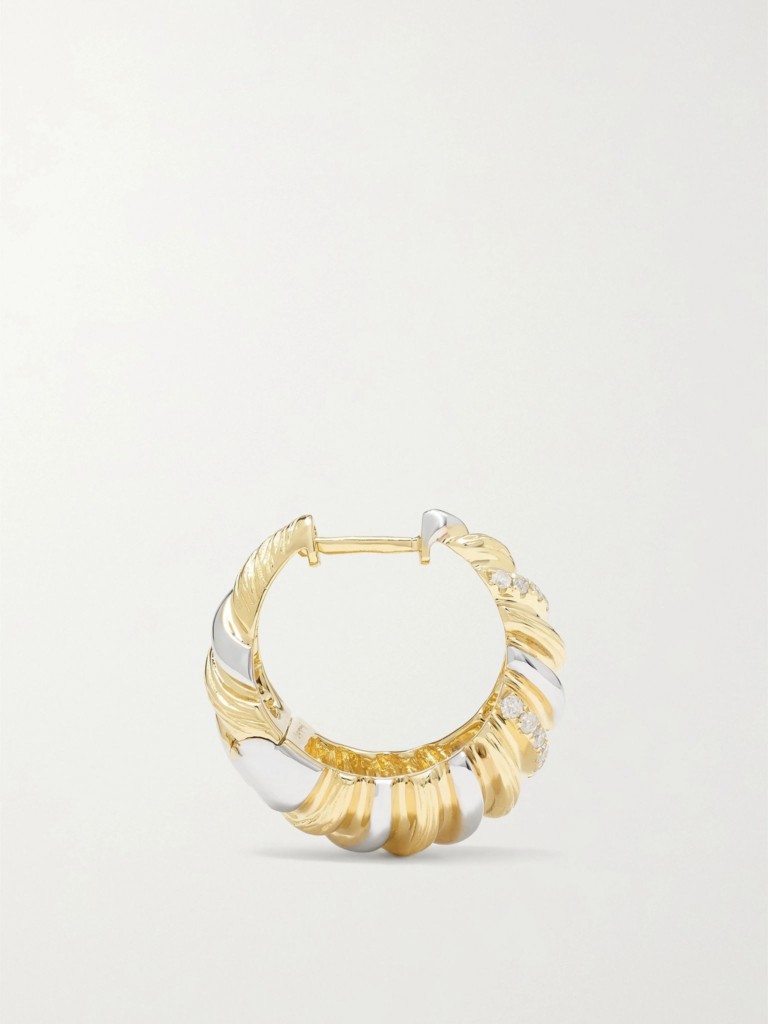 9-karat yellow and white gold diamond hoop earrings Gold - 3