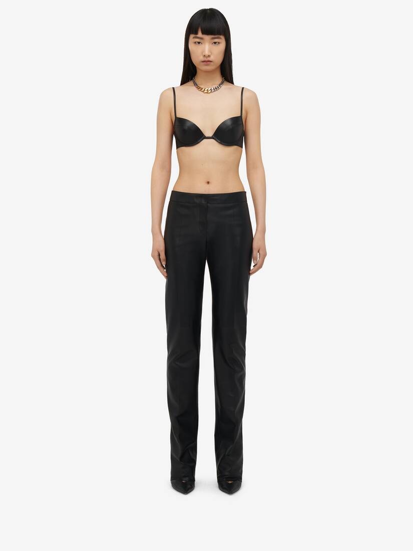 Women's Low-waisted Cigarette Trousers in Black - 2