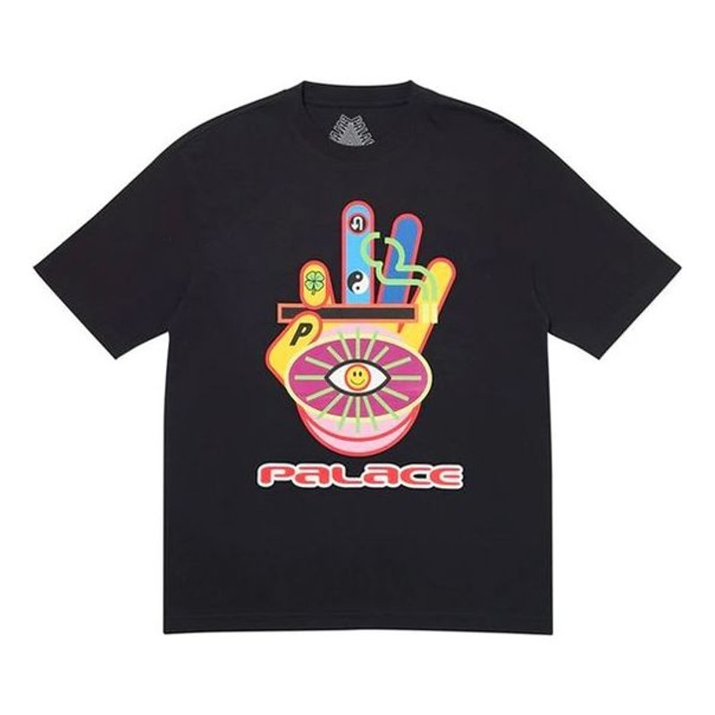 PALACE Hippy Cig T-Shirt Creative Pattern Printing Short Sleeve Unisex Black P18TS095 - 1