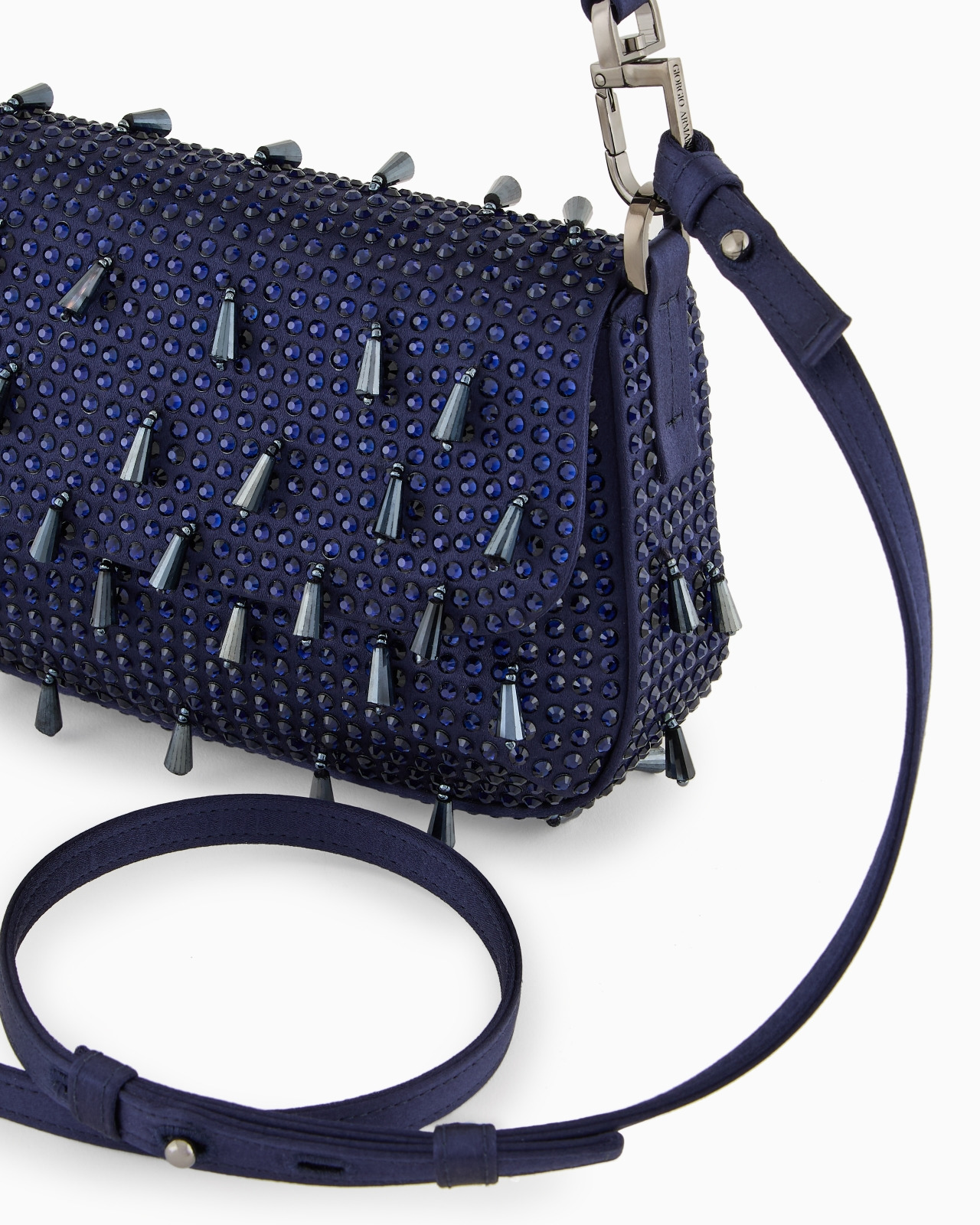 LA PRIMA SOFT MINI SATIN HANDBAG WITH RHINESTONE AND BEAD EMBROIDERY - 5