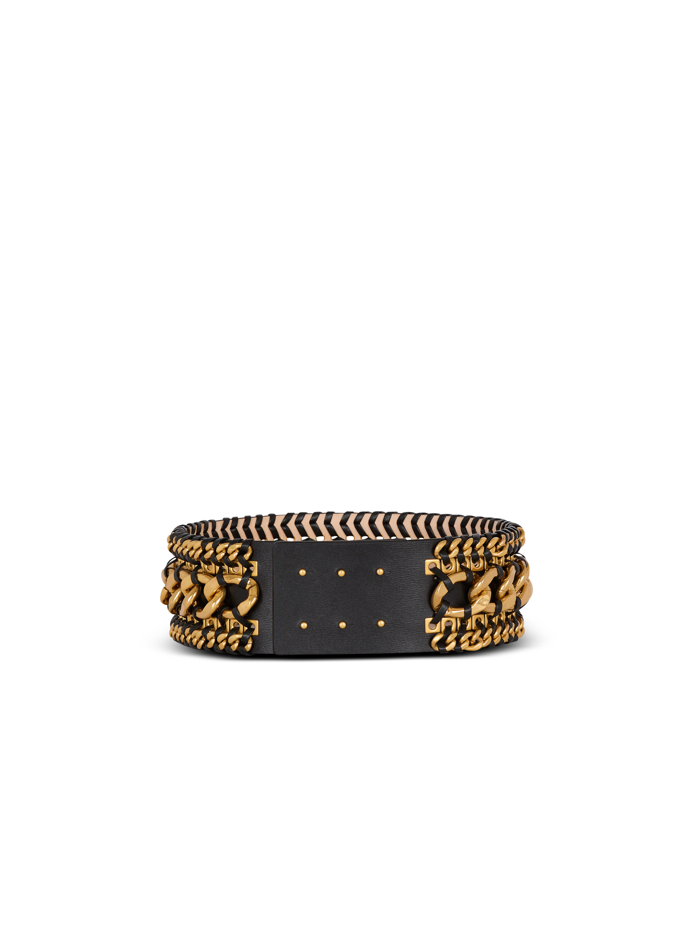Wide waist belt in braided chains and leather - 3