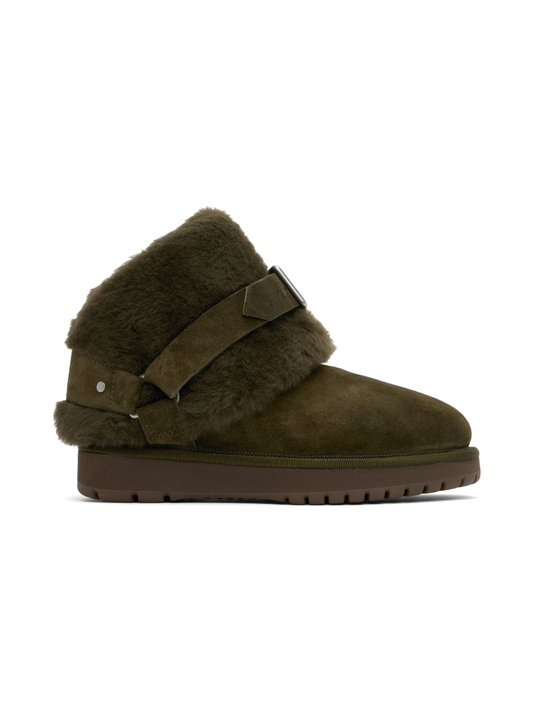 Green Suede & Shearling Chubby Boots - 1