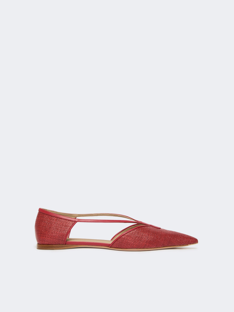 VOLPINO Raffia-look basketweave ballet flats - RED 1