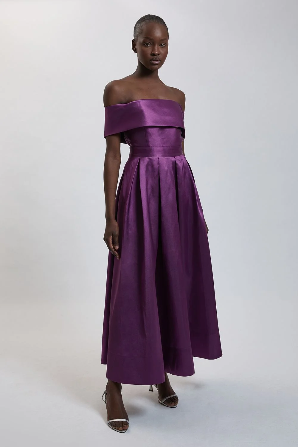 Twill Off Shoulder Prom Dress - 1