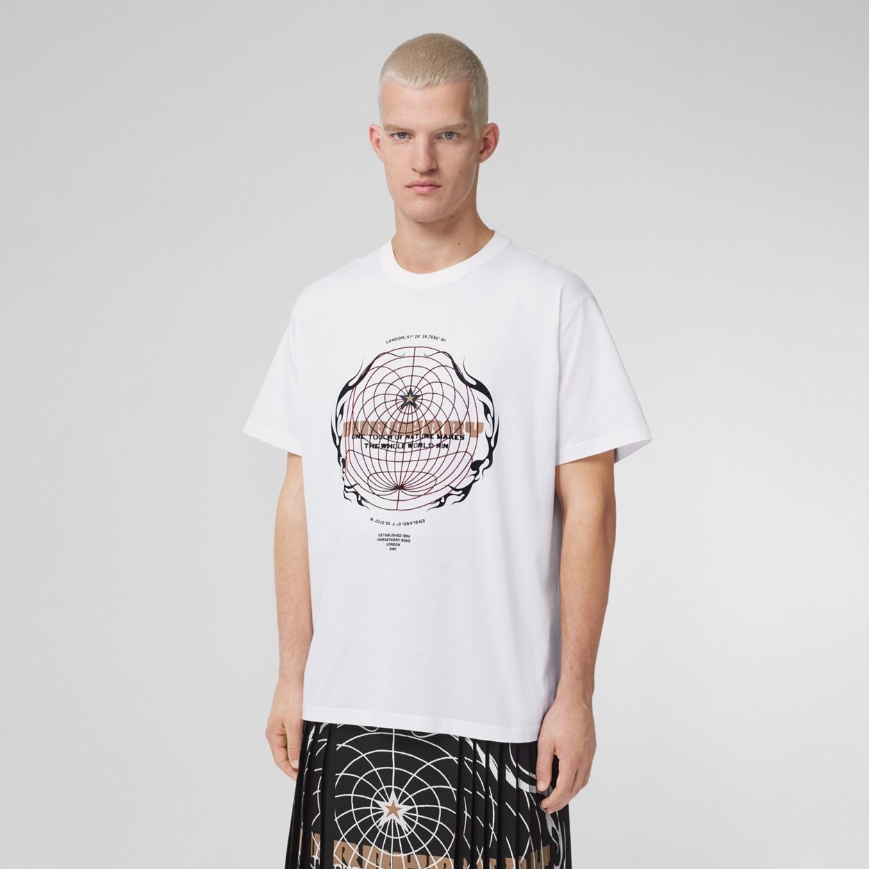 Globe Graphic Print Cotton Oversized T-shirt - 5