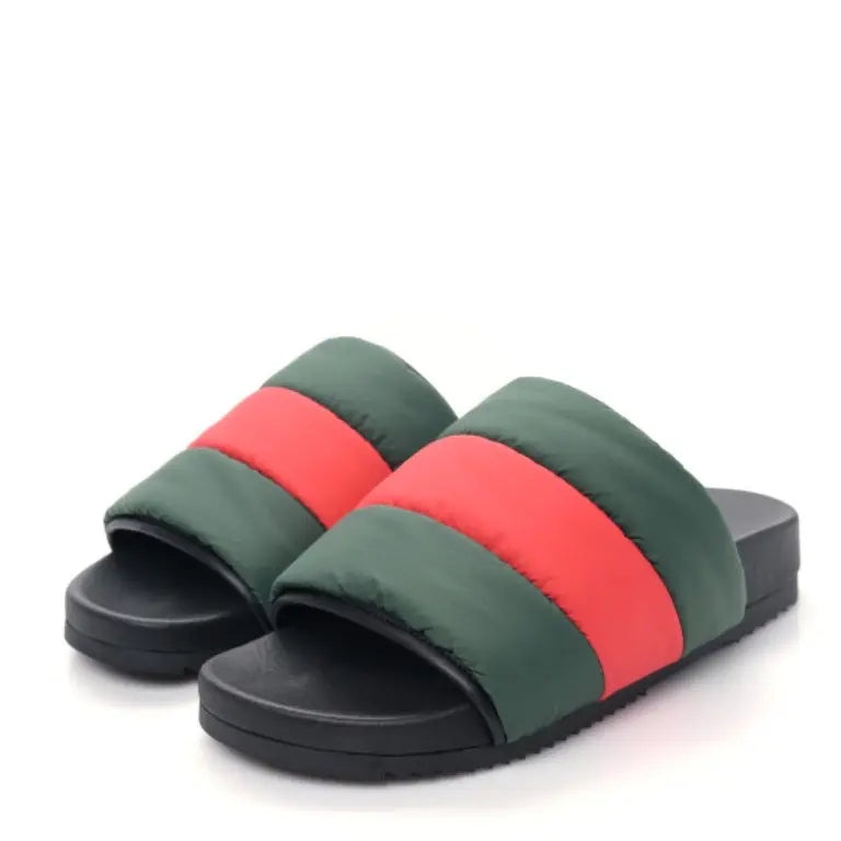 (WMNS) Gucci Padded Web Slide Sandals 'Green and Red Nylon' 700320-UFR30-3060 - 2