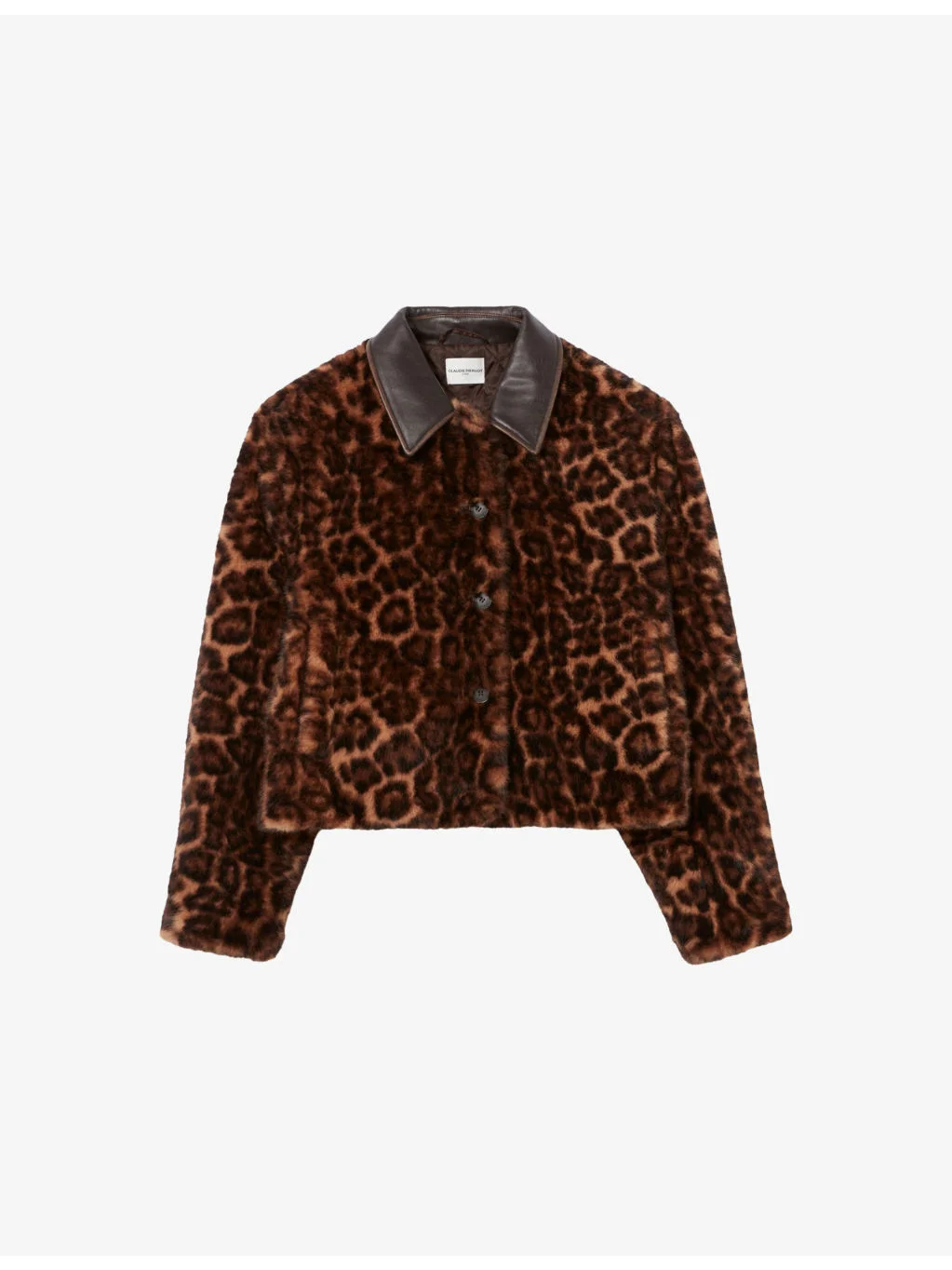 Collared Leopard-Print Faux-Fur Coat - 1