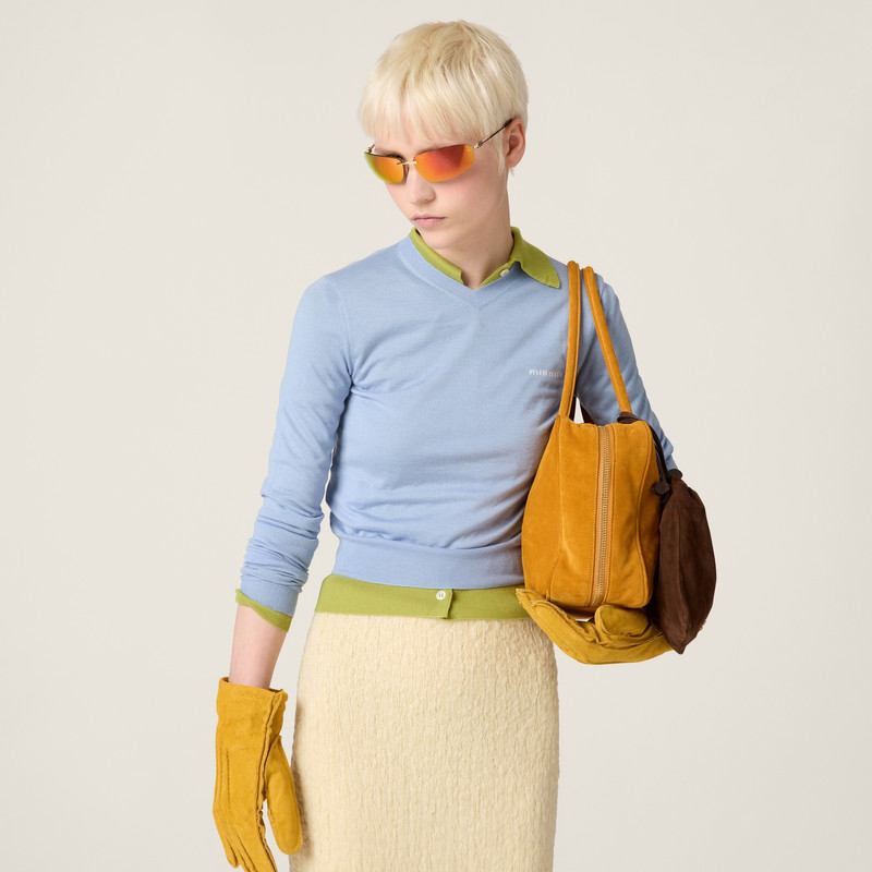 Miu Miu Silk and cashmere V-neck sweater outlook