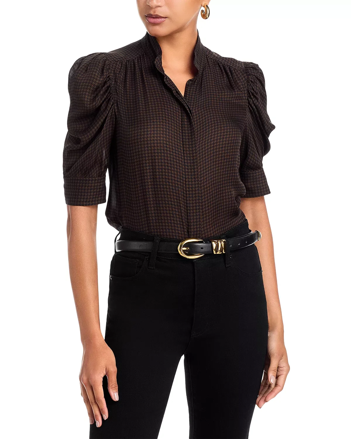 The Silk Houndstooth Gillian Top - 1