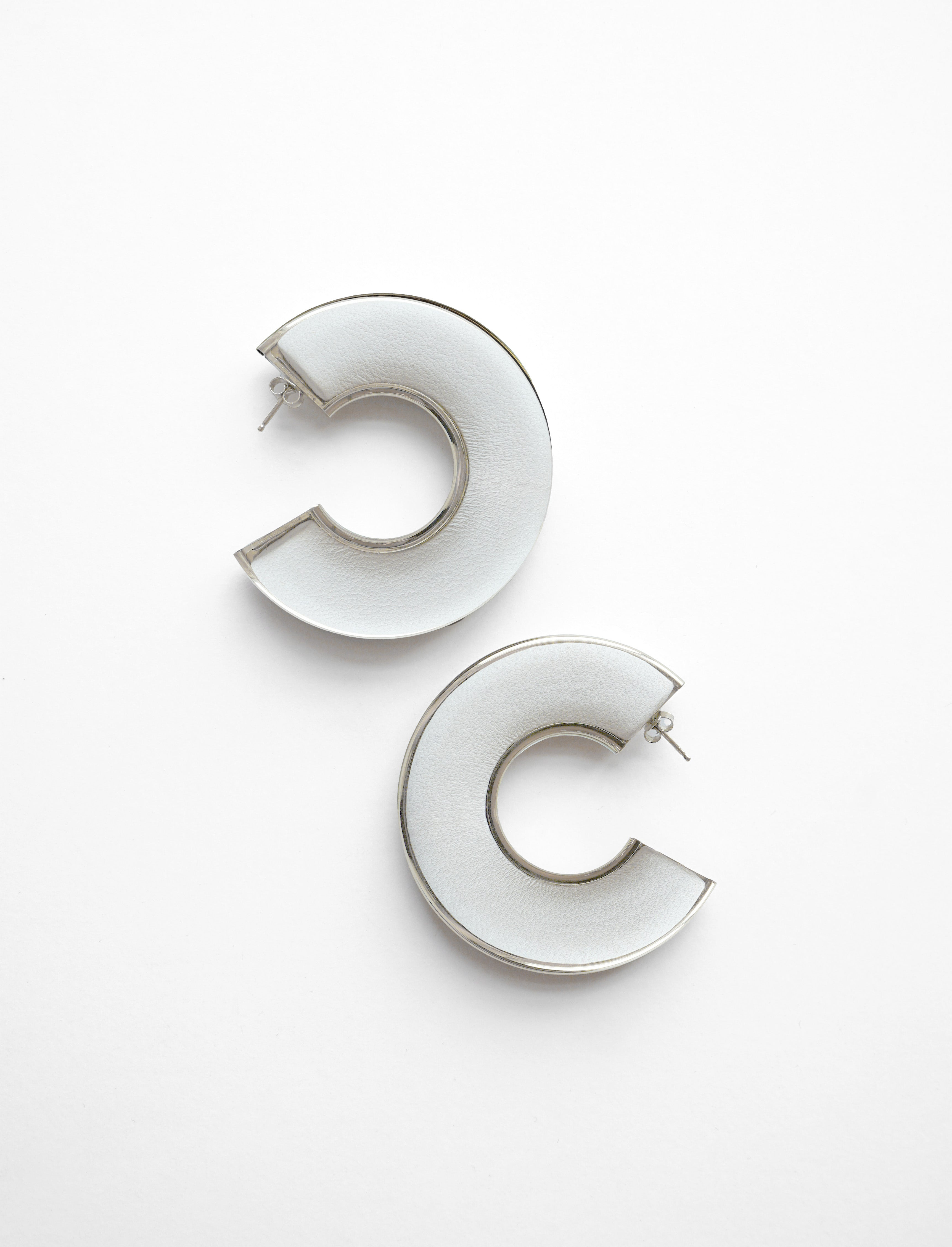 Leather Hoop Earrings - 1
