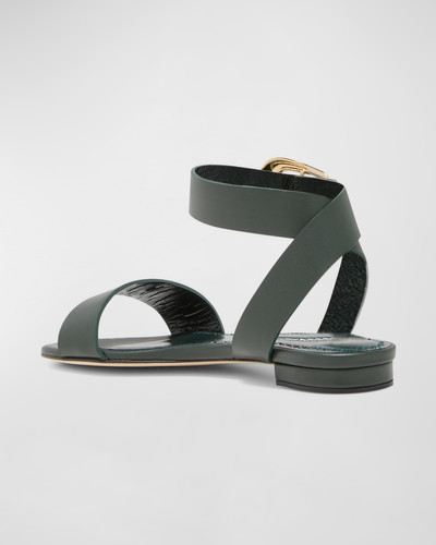 Manolo Blahnik Brutas Leather Ankle-Strap Sandals outlook