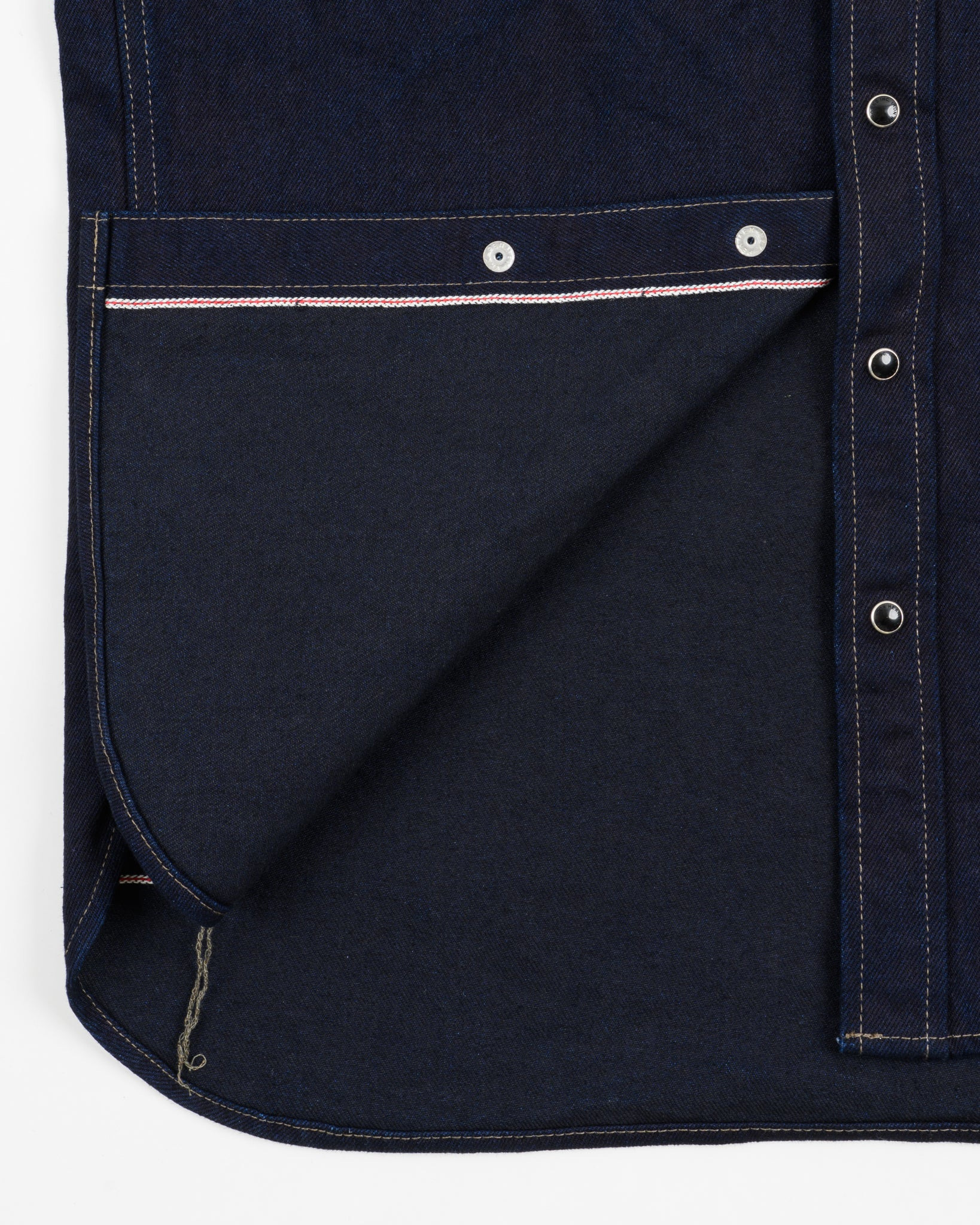 IHSH-295-IB 14oz Selvedge Denim Western Shirt - Indigo/Black - 15