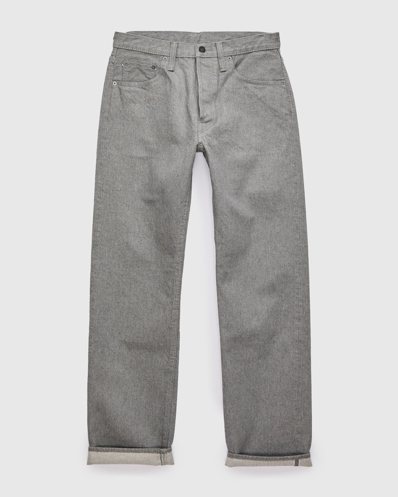 PBJBOW-003-GR "Moonrock" 14oz Rinsed Selvedge Heather Grey Denim - Regular Straight Fit - 1