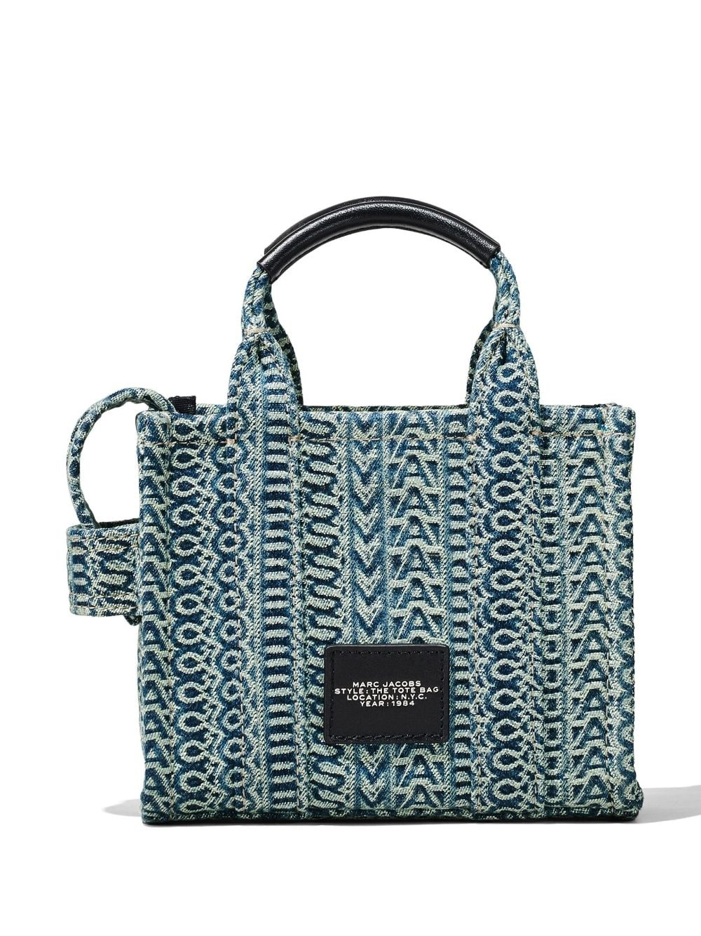 The Micro logo-jacquard denim tote bag - 4