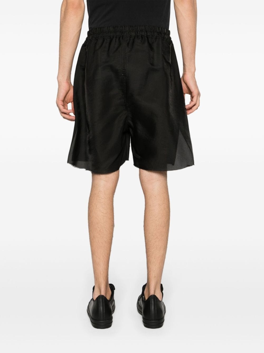 semi-sheer silk blend shorts - 4