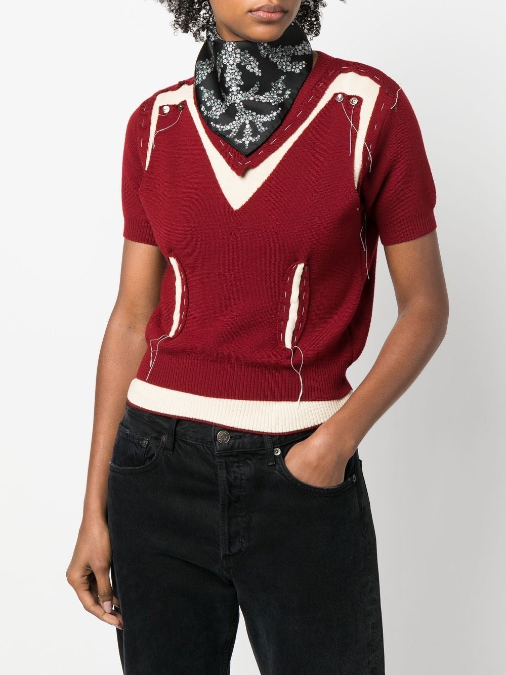Maison Margiela fall 2021 deconstructed handstitched knit tee - 2