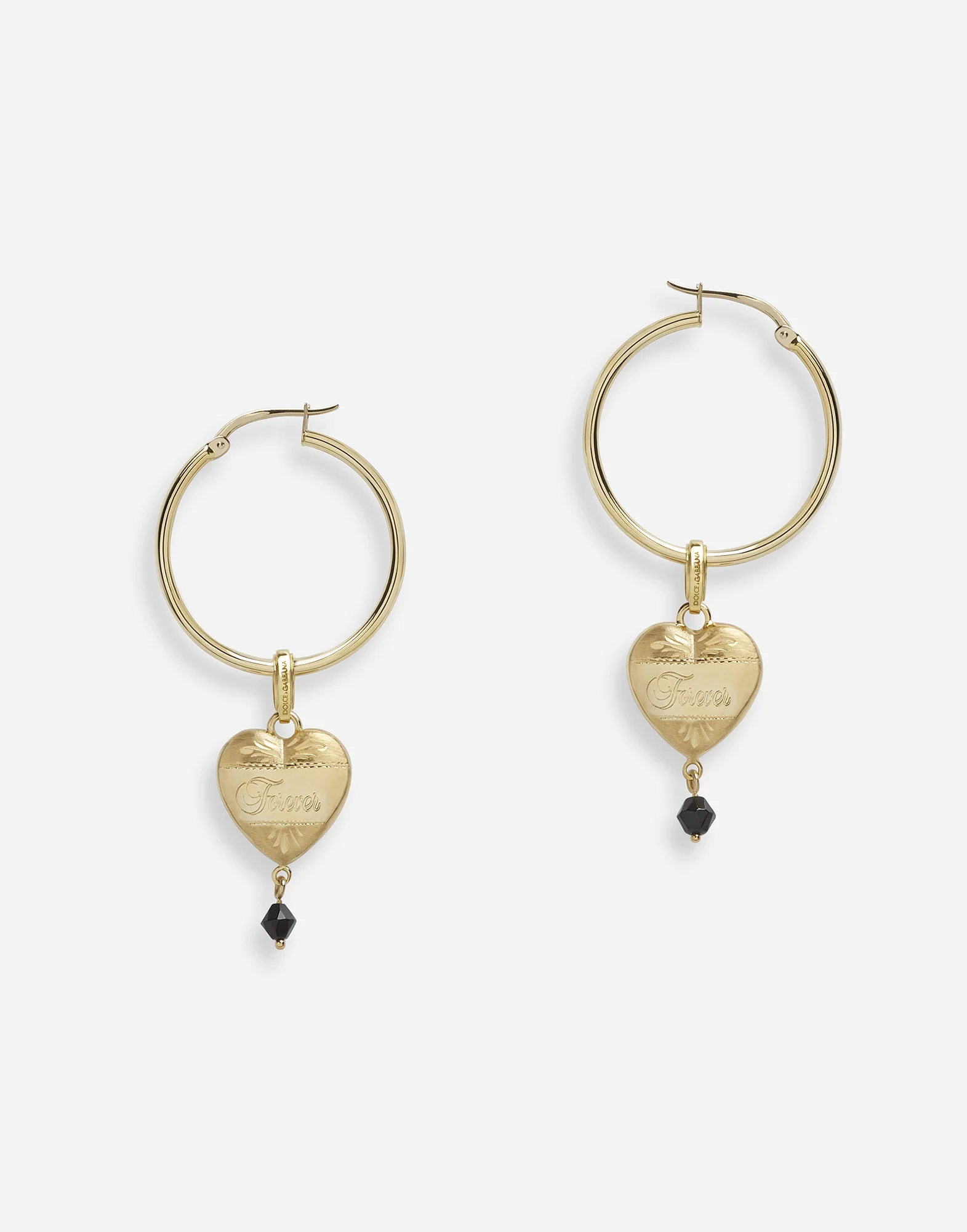 Hoop earrings with heart pendant - 1